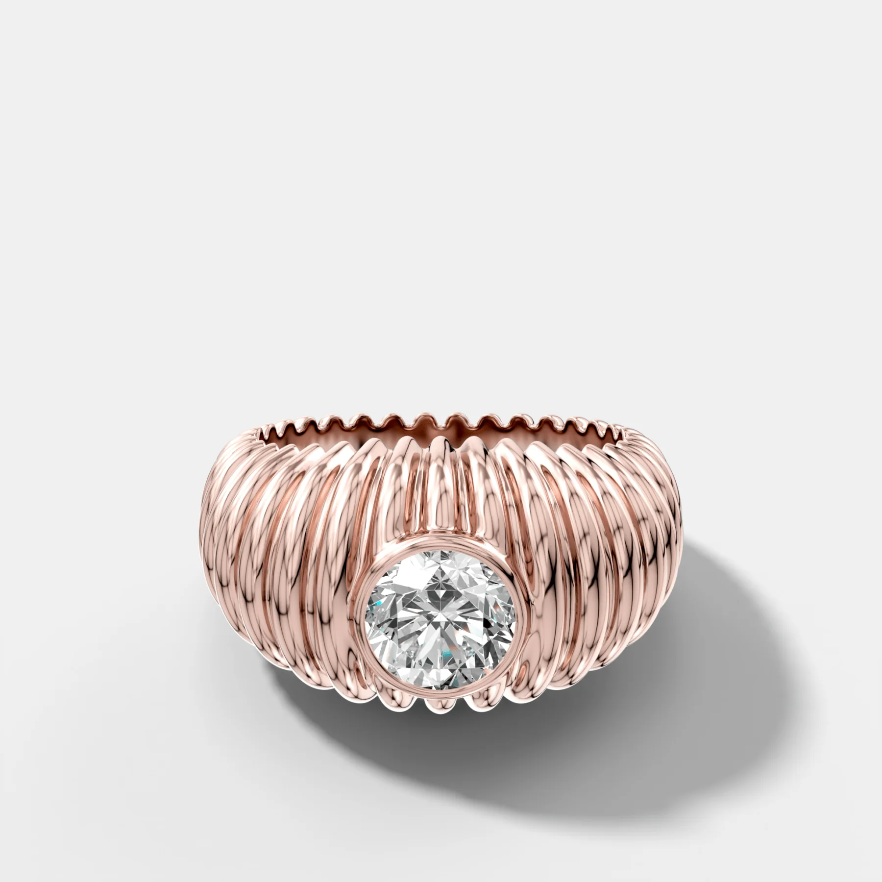 Accordion Cigar Band with a Round Cut Diamond - Image 5