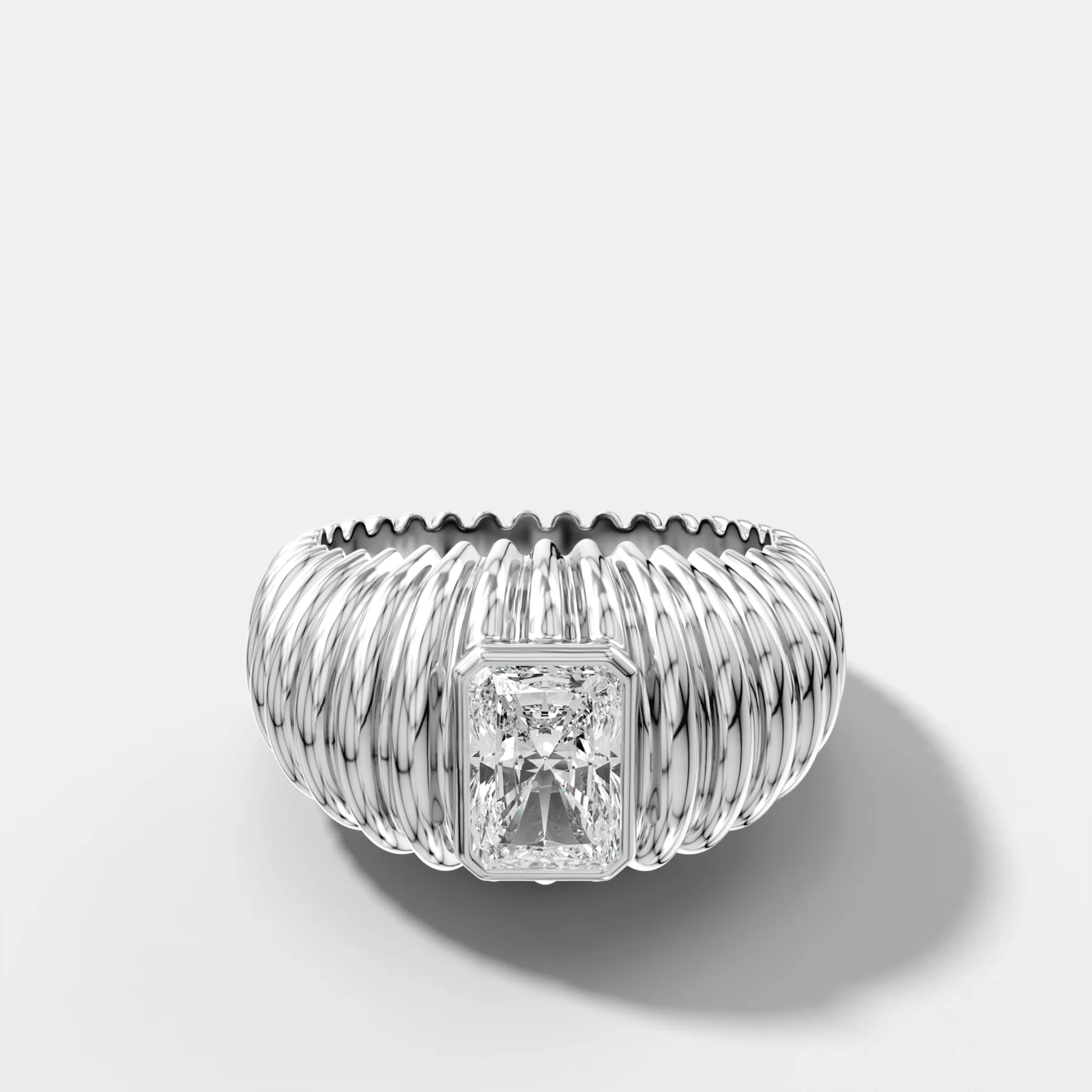Accordion Cigar Band with an Elongated Radiant Cut Diamond - Image 3