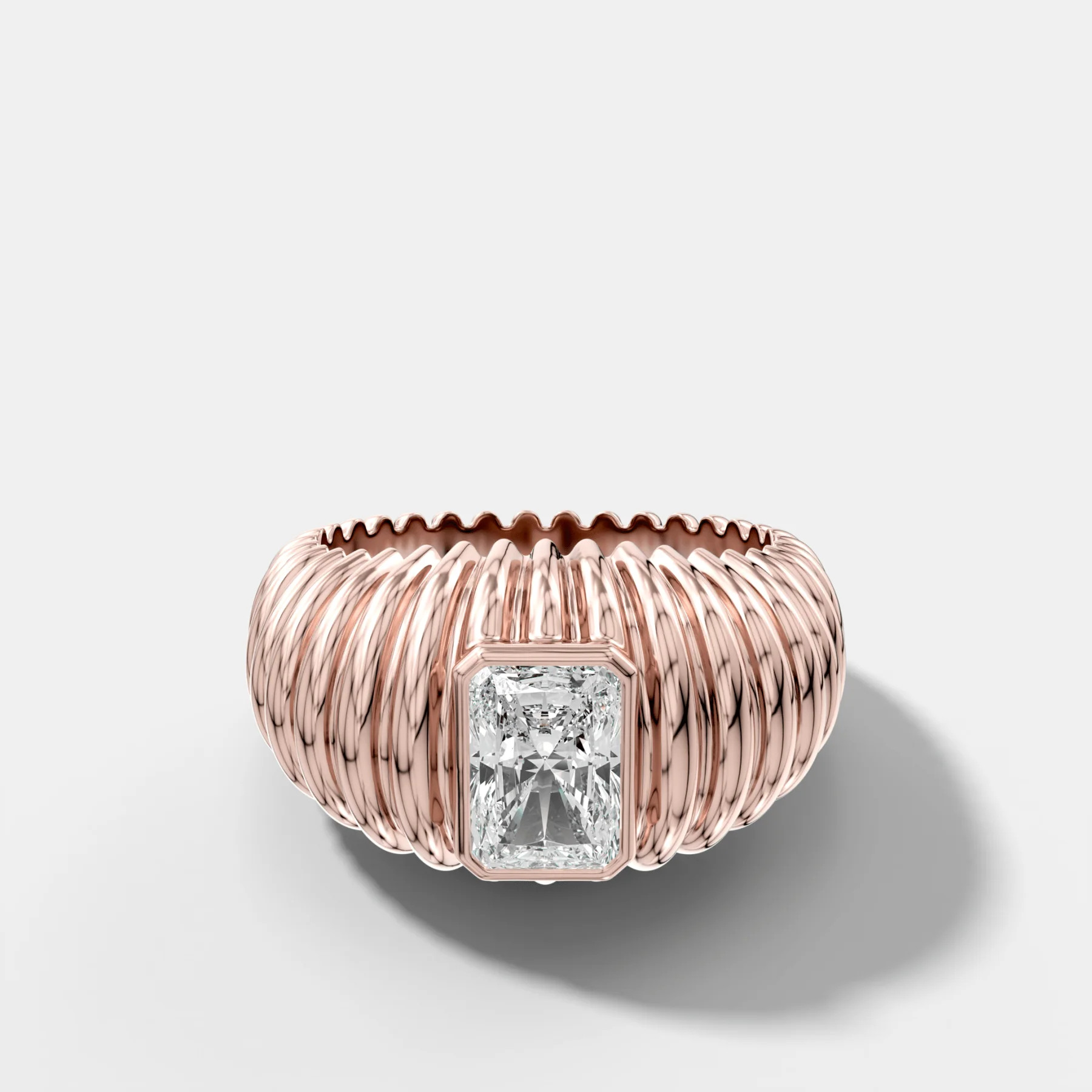 Accordion Cigar Band with an Elongated Radiant Cut Diamond - Image 4