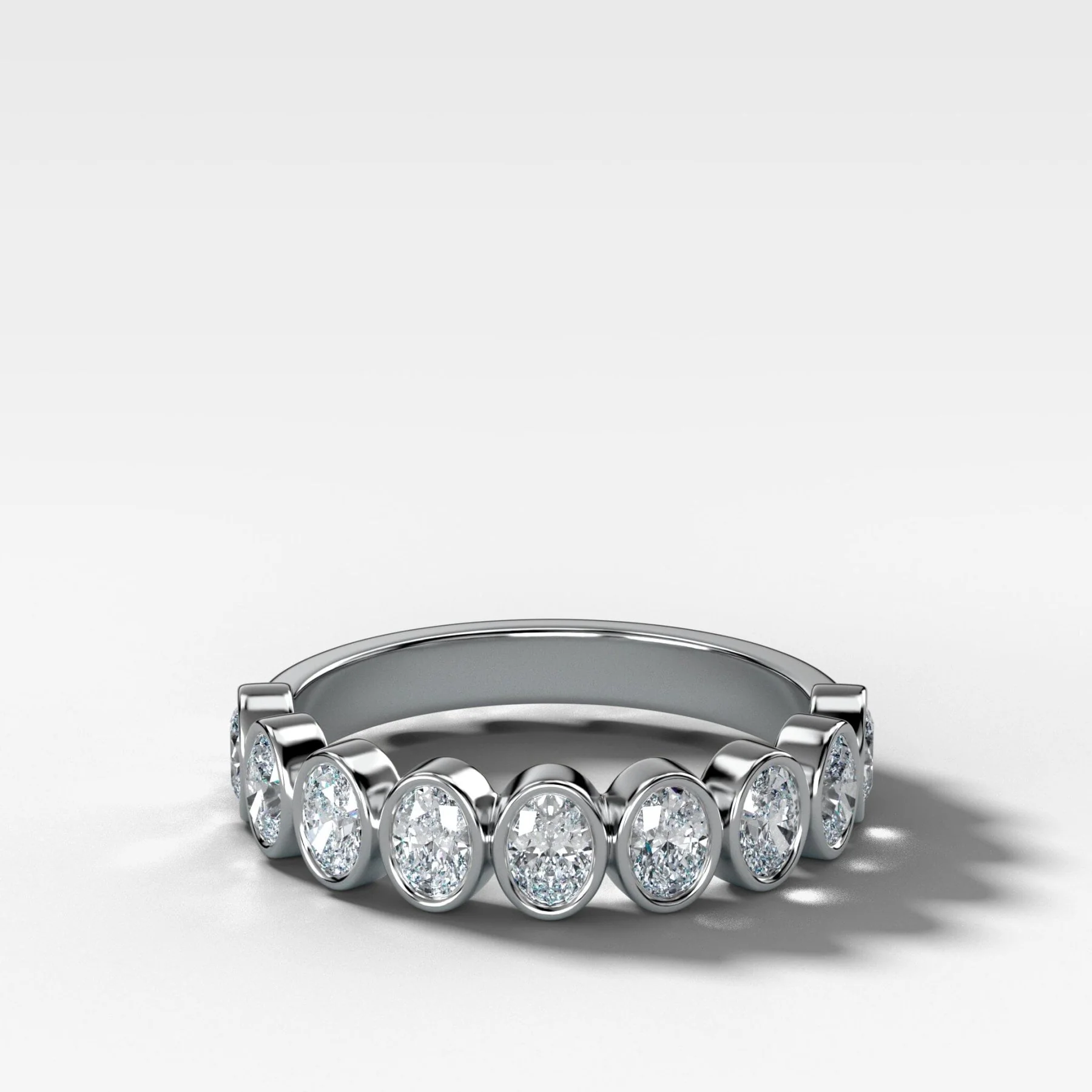 Baby Bezel Set Halfway Wedding Band With Oval Cuts - Image 3