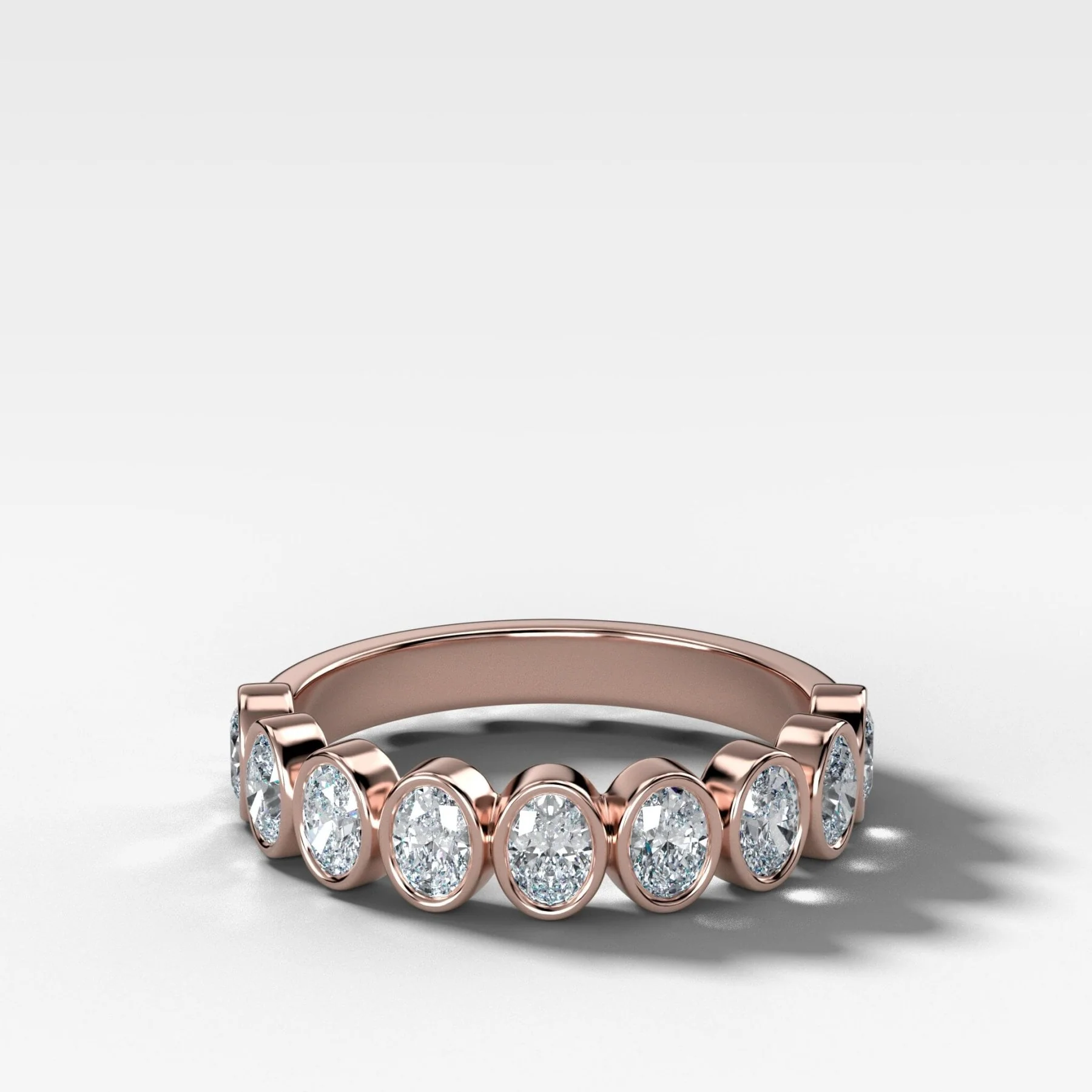Baby Bezel Set Halfway Wedding Band With Oval Cuts - Image 4