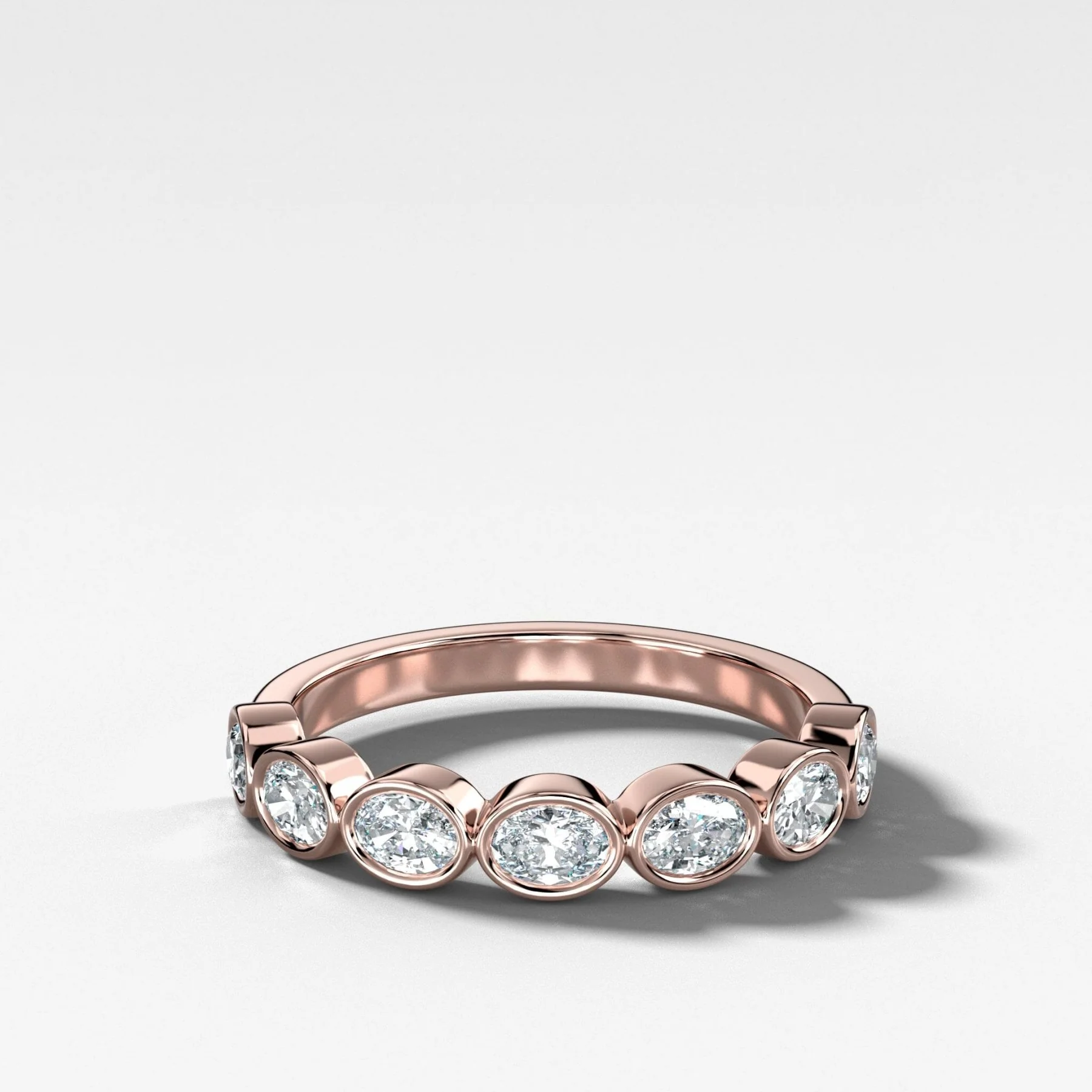 Baby Bezel Set Wedding Band Band With East West Oval Cuts - Image 4