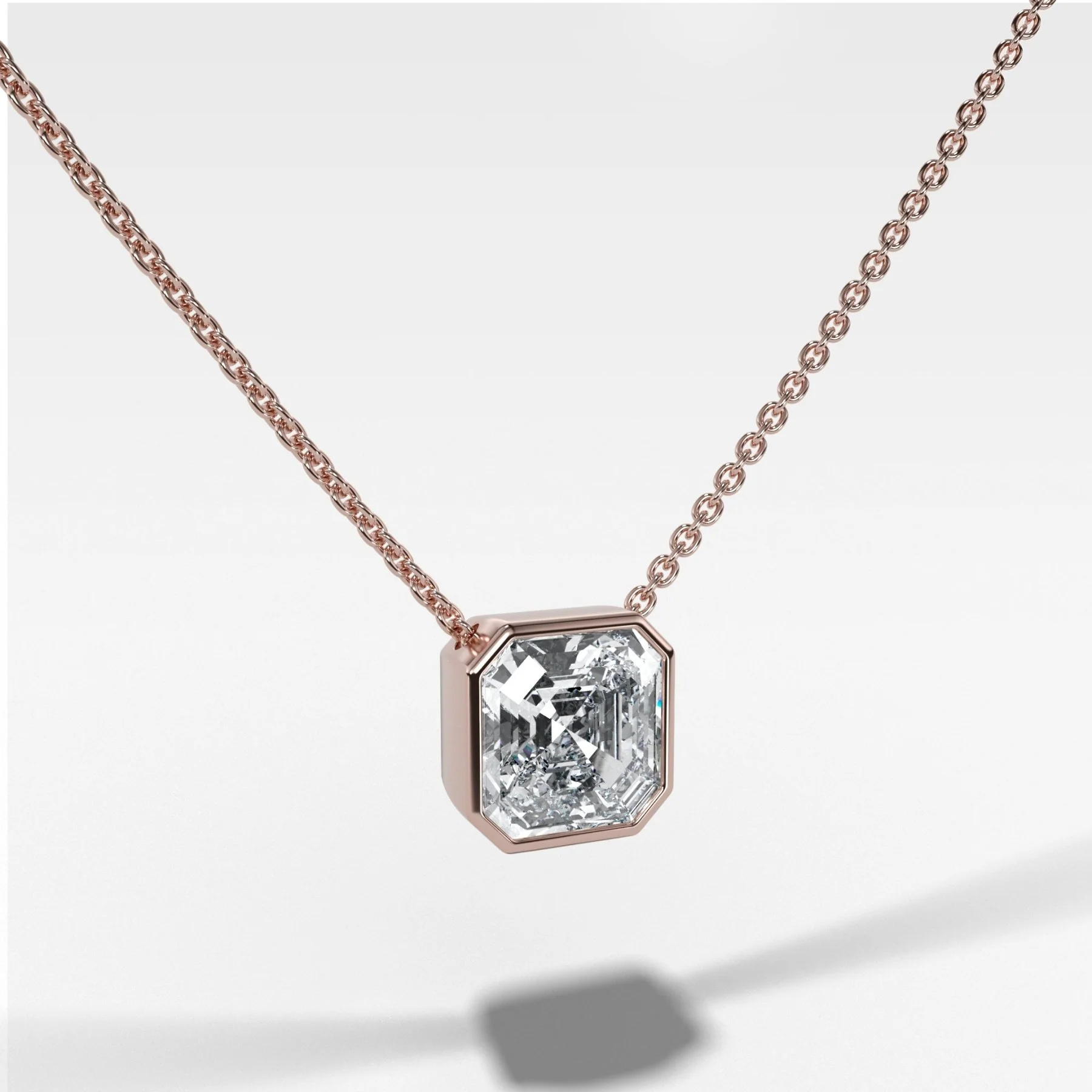 Bezel Pendant Necklace with Asscher Cut Diamond - Image 3