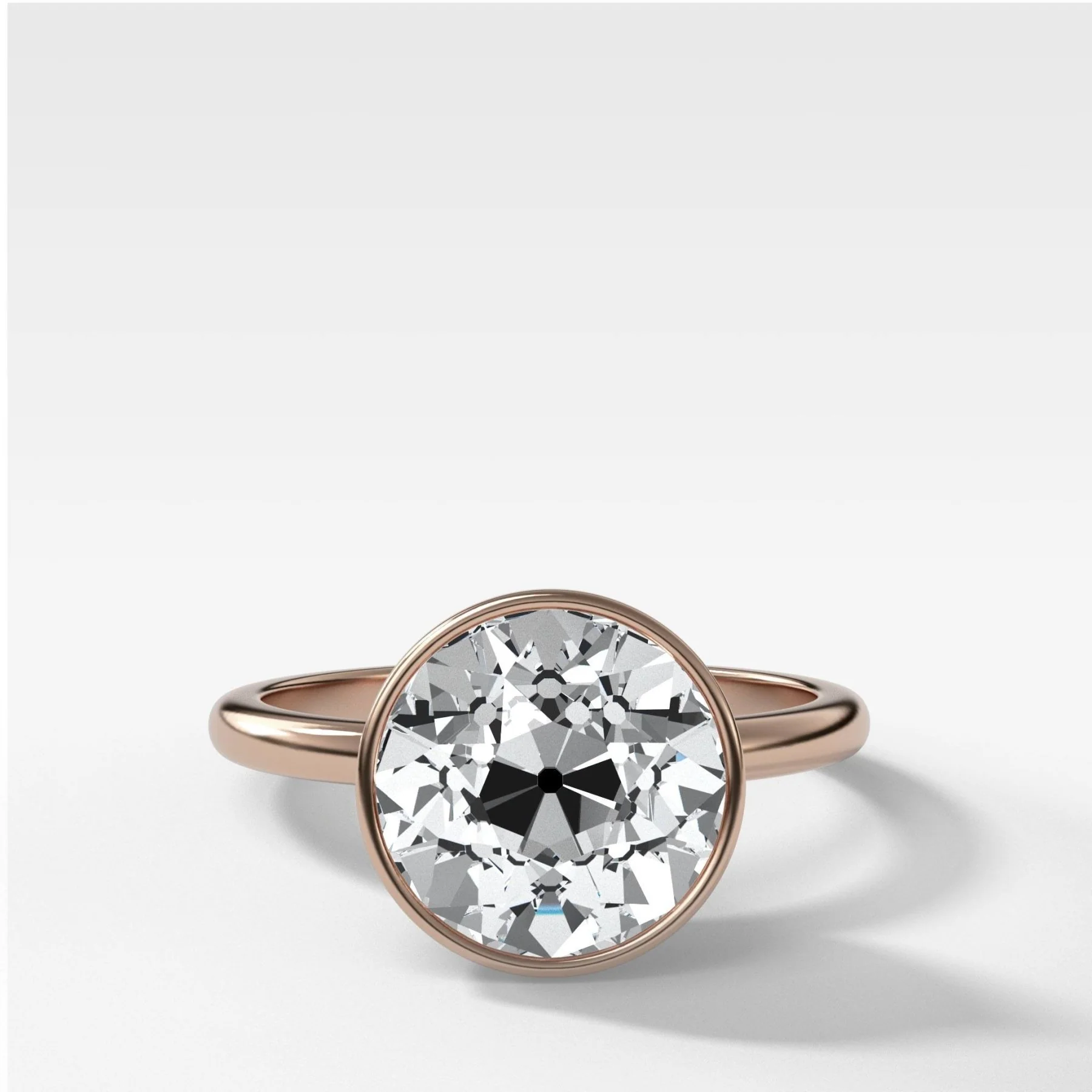Penumbra Bezel Set Engagement Ring With Old Euro Cut - Image 4