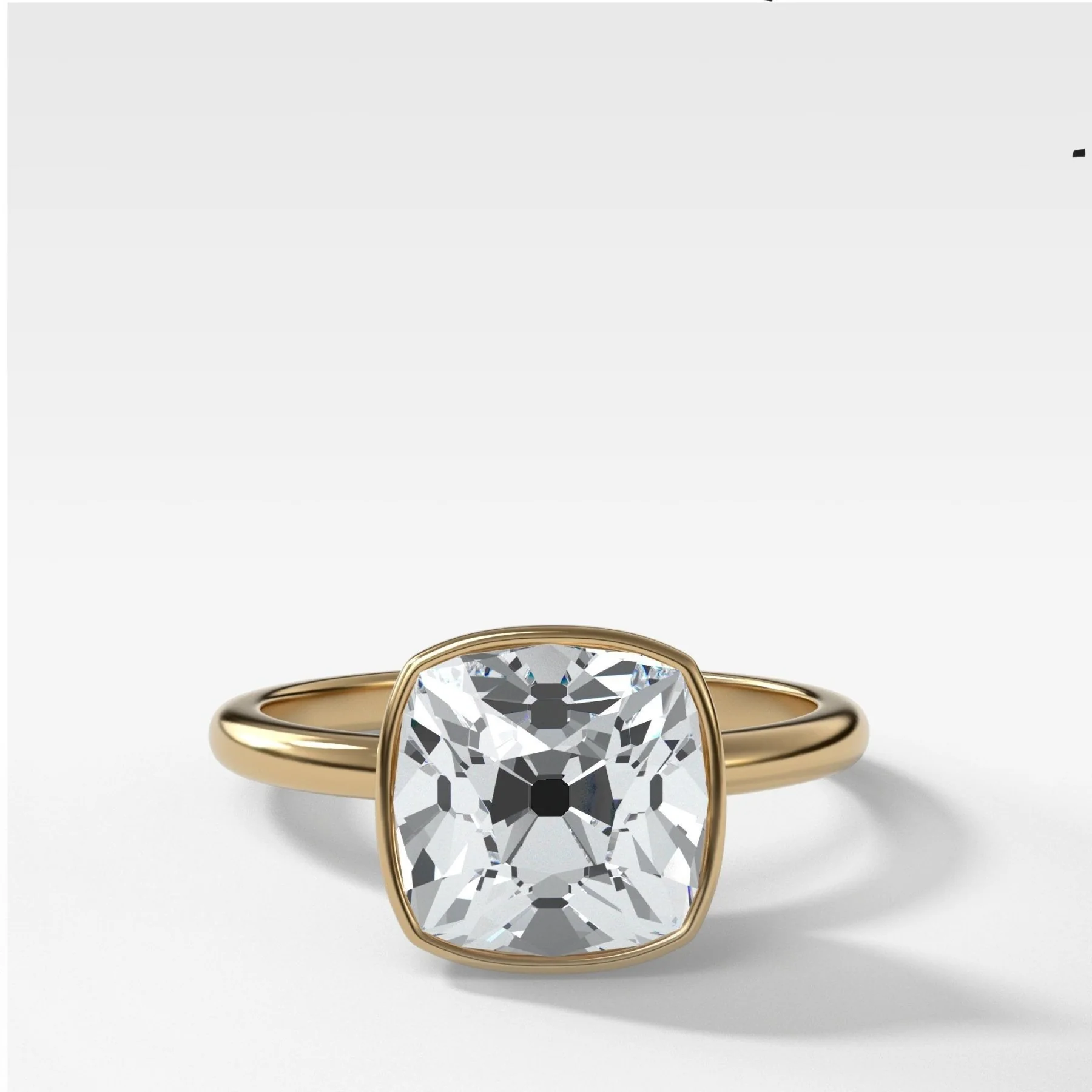 Penumbra Bezel Set Engagement Ring With Old Mine Cut