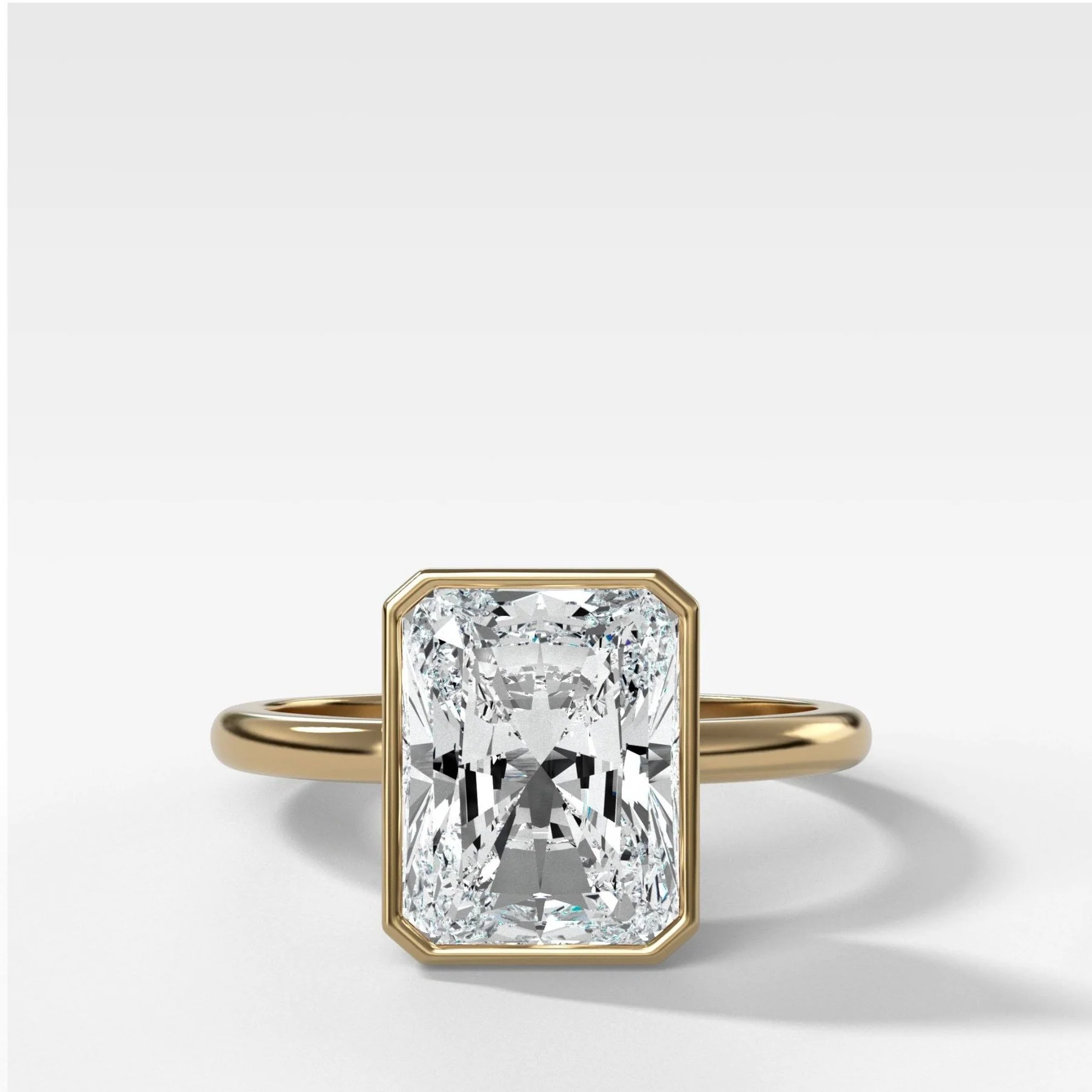 Penumbra Bezel Set Engagement Ring With Elongated Radiant Cut