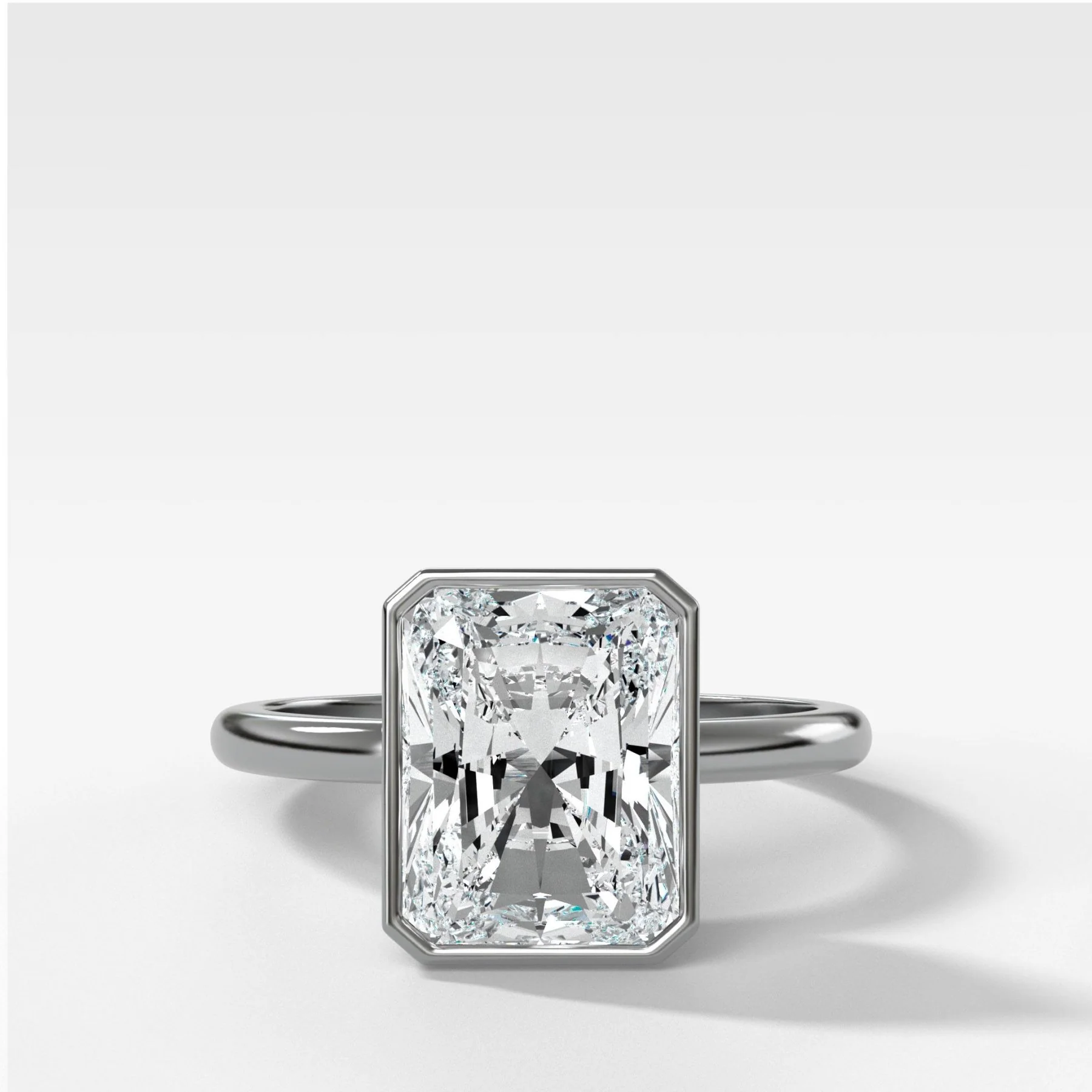 Penumbra Bezel Set Engagement Ring With Elongated Radiant Cut - Image 4