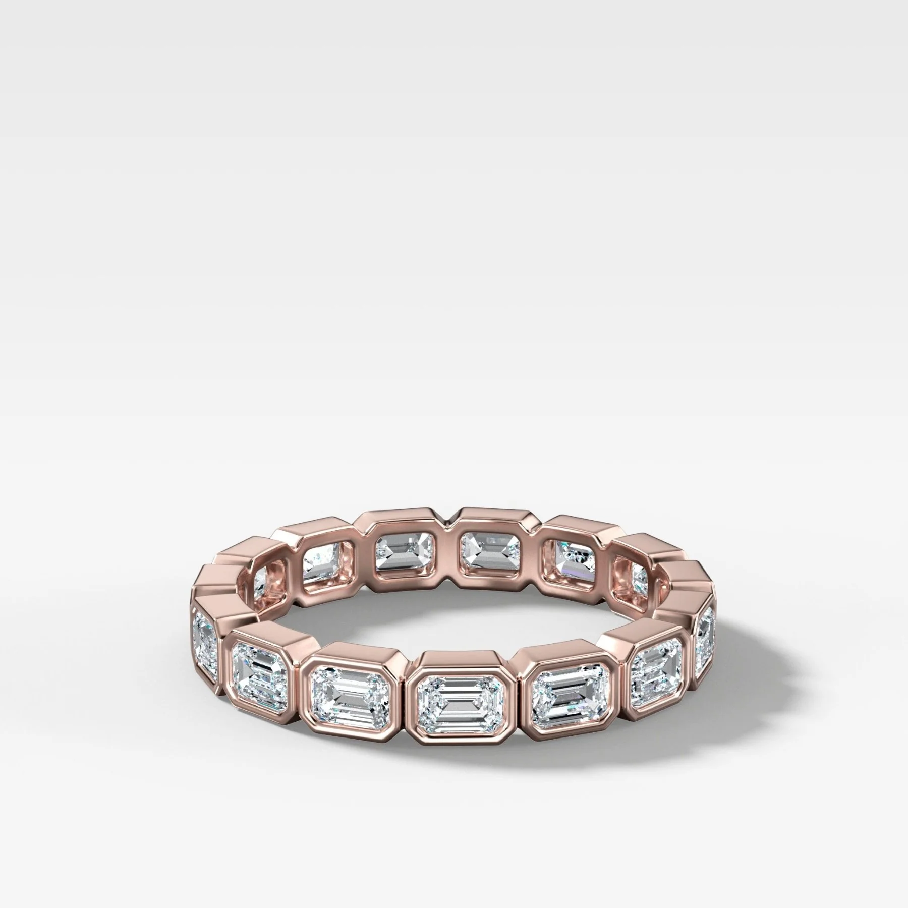 Baby Bezel Set Eternity Band With East West Emerald Cuts - Image 5