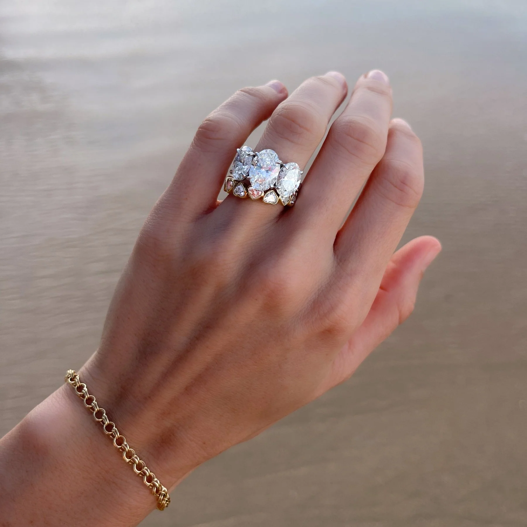 Midi Bezel Set Eternity Band With Heart Cuts - Image 5