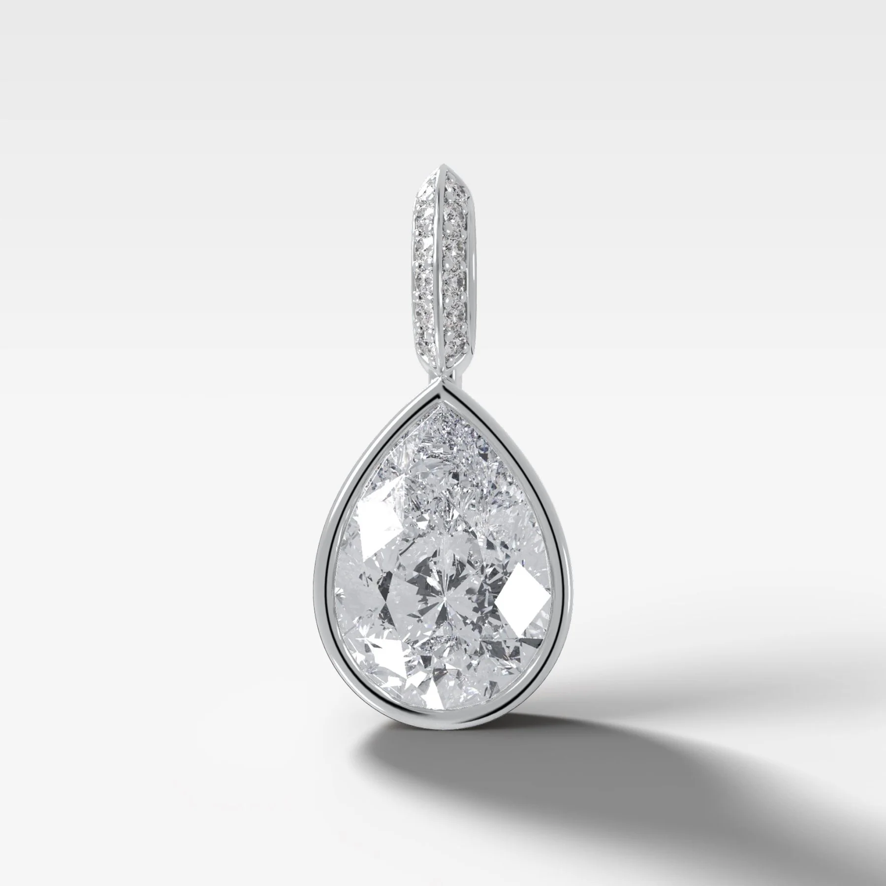 Bezel Set Pear Attachable Diamond Pendant with Pavé Knife Edge Bail - Image 3