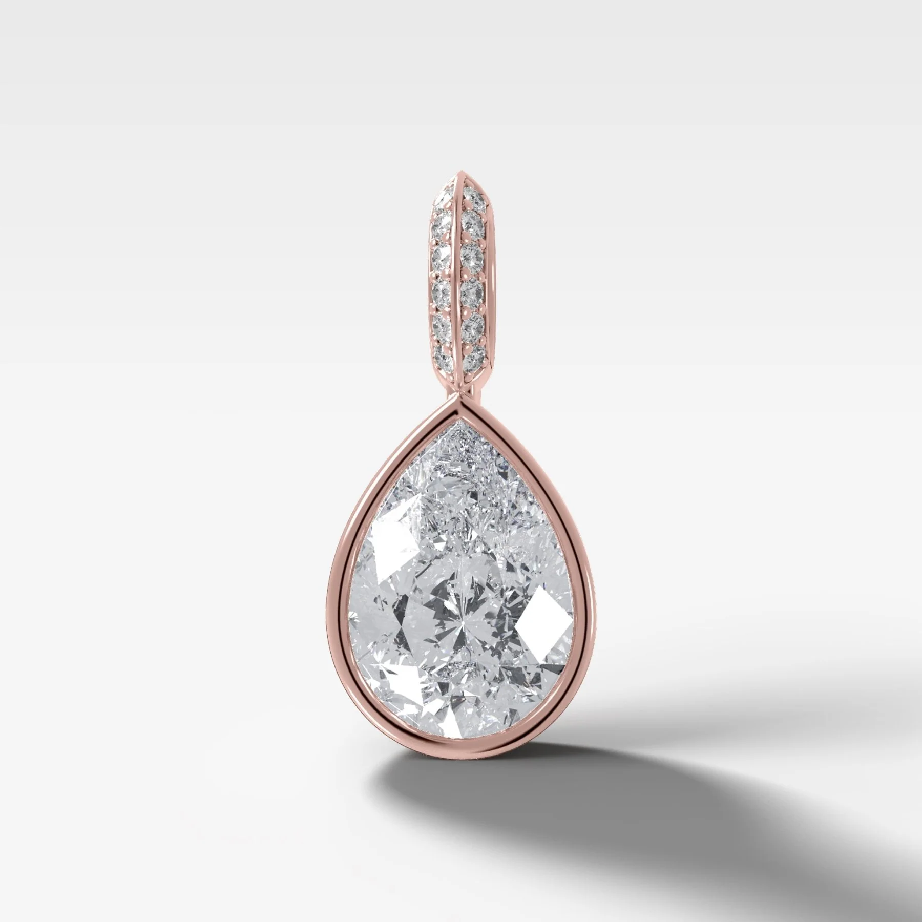 Bezel Set Pear Attachable Diamond Pendant with Pavé Knife Edge Bail - Image 4