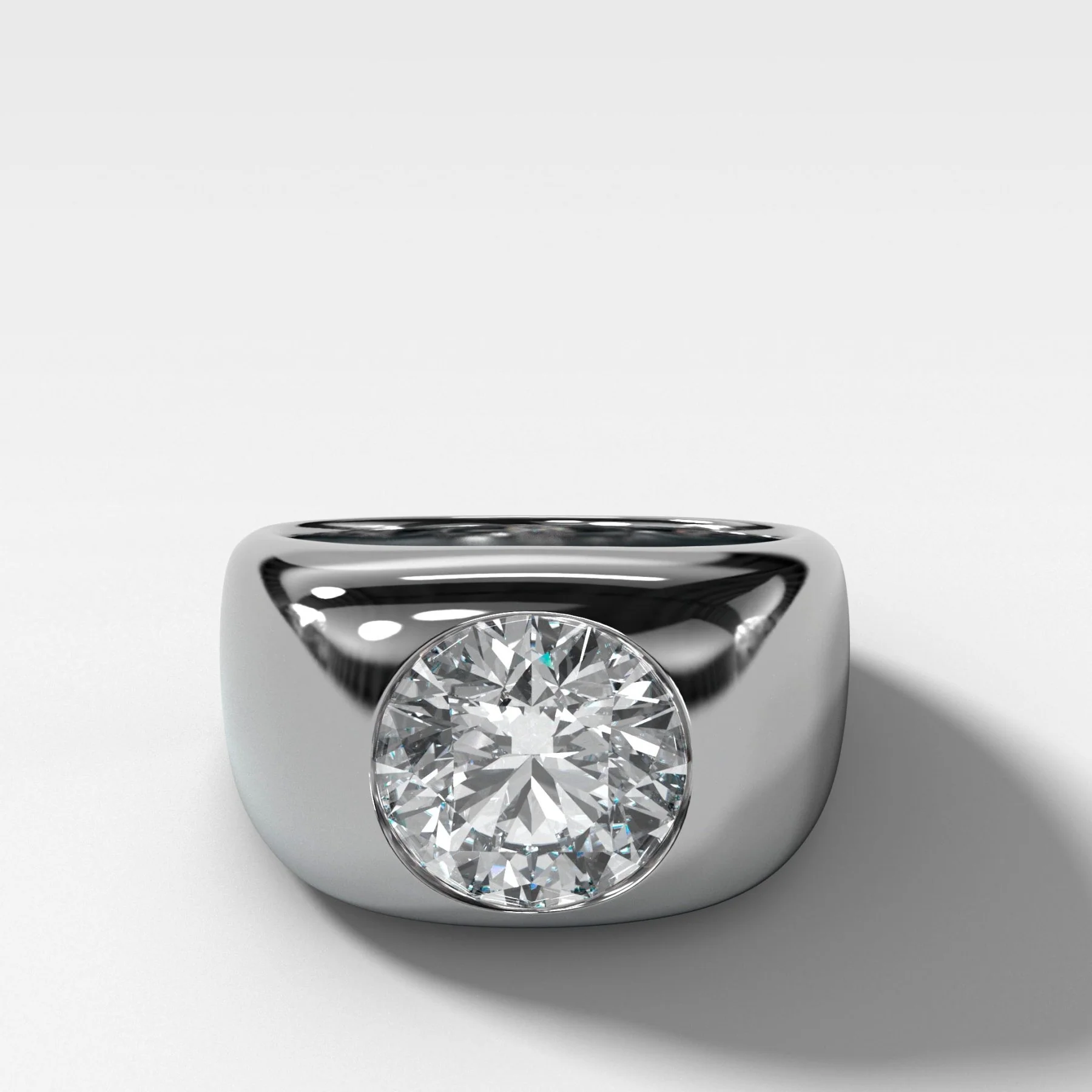 Burnished Solitaire Engagement Ring with Round Cut Diamond - Image 2