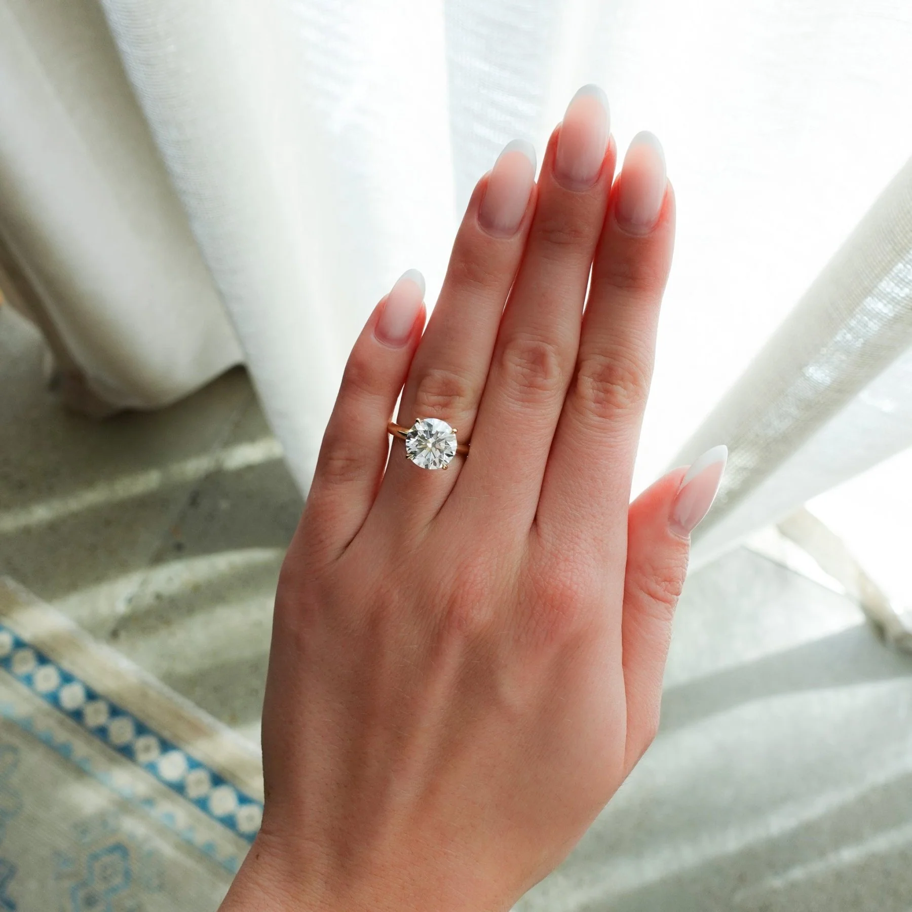 Butter Knife Solitaire Engagement Ring With Lab Grown 4.05ct Round Cut Diamond - Image 2