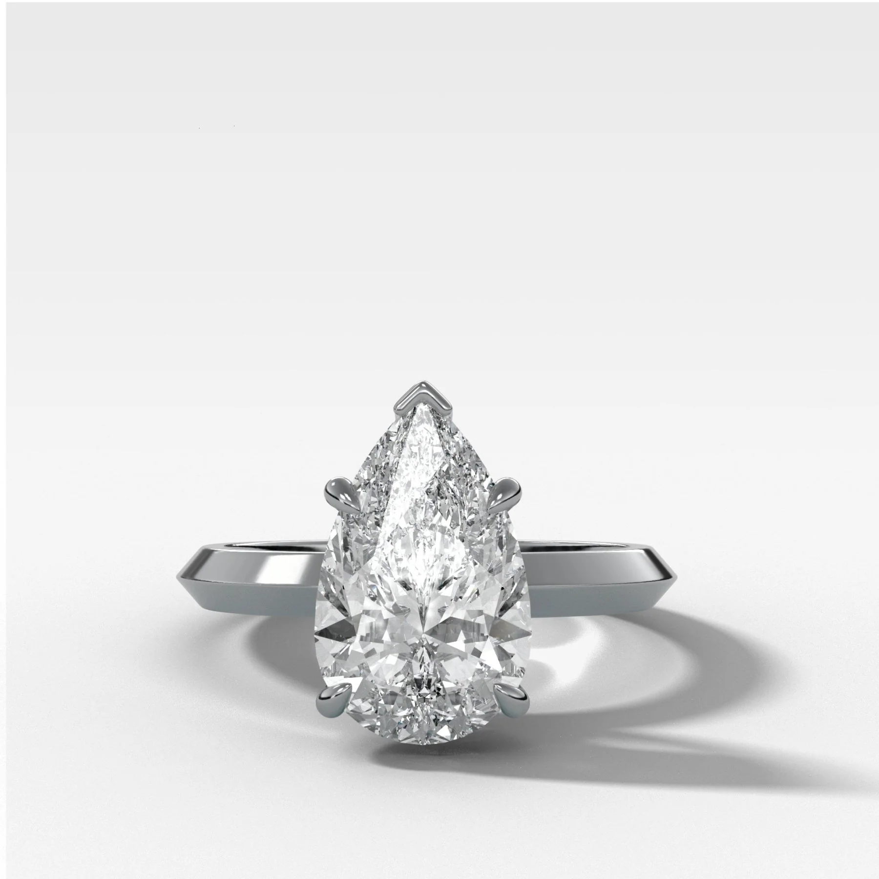 Butter Knife Solitaire Engagement Ring With Pear Cut Diamond - Image 3