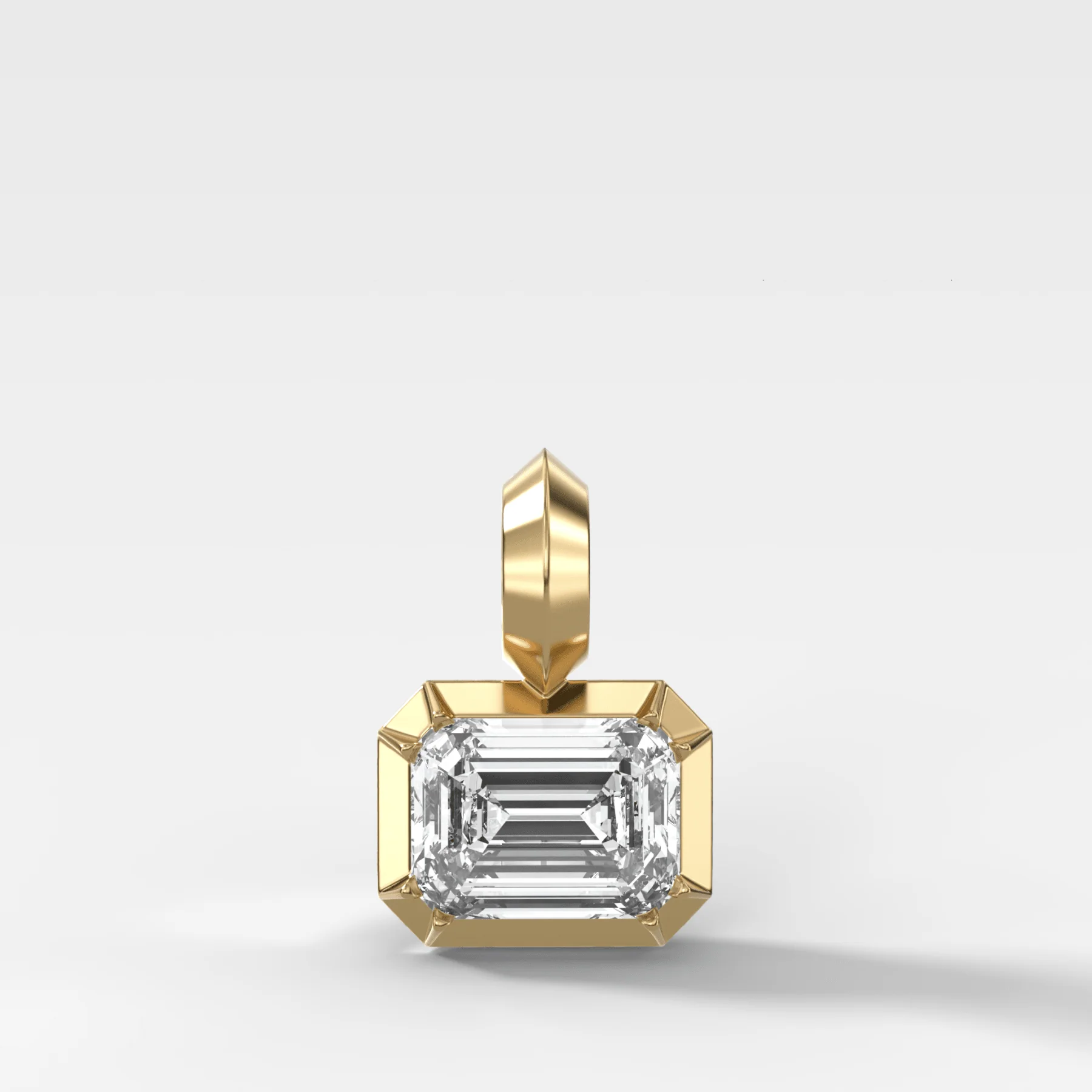 Button Back East West Emerald Attachable Diamond Pendant