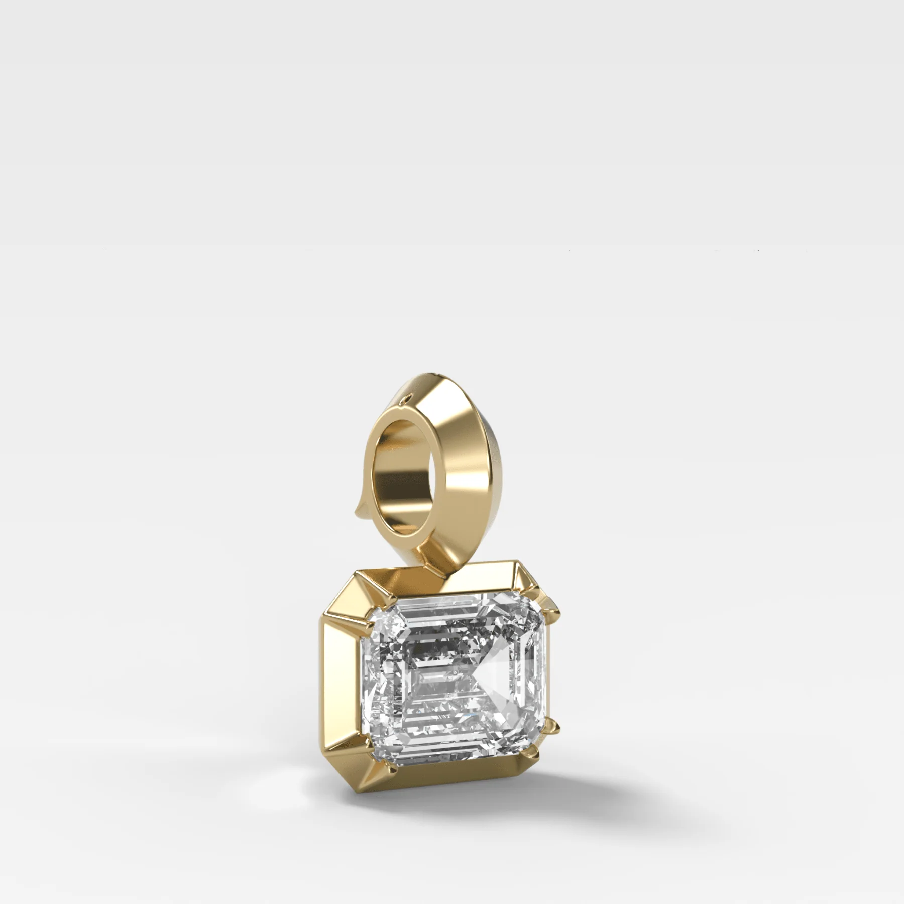Button Back East West Emerald Attachable Diamond Pendant - Image 2