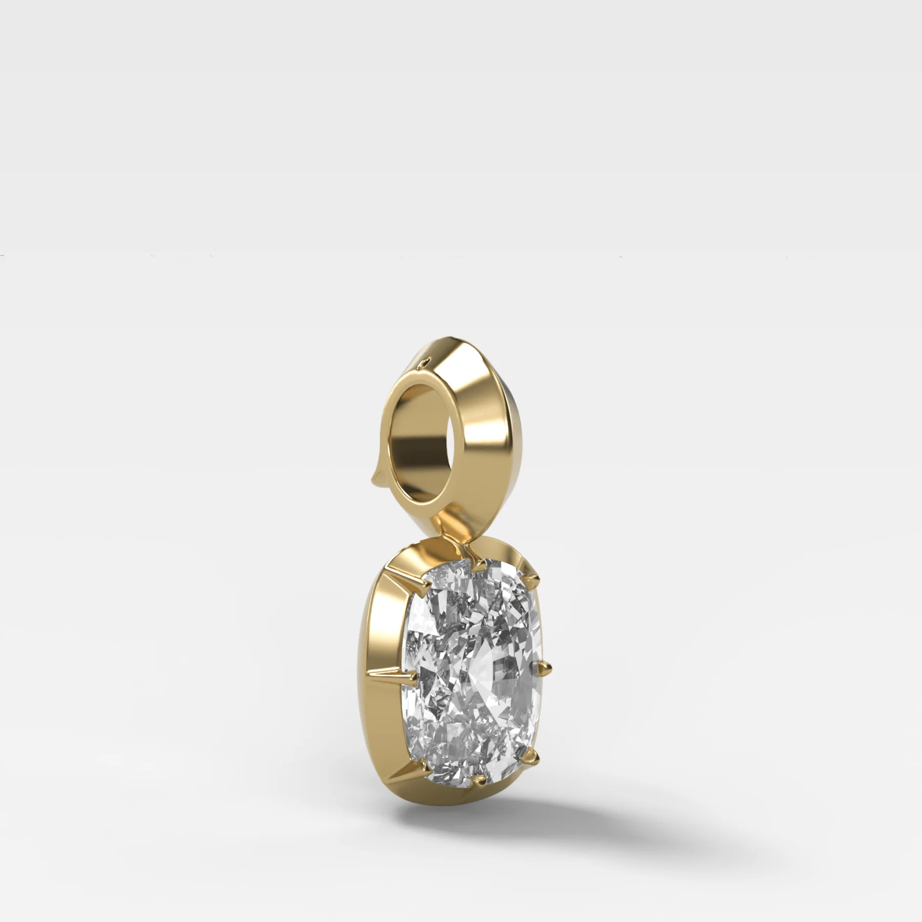Button Back Elongated Cushion Attachable Diamond Pendant - Image 2