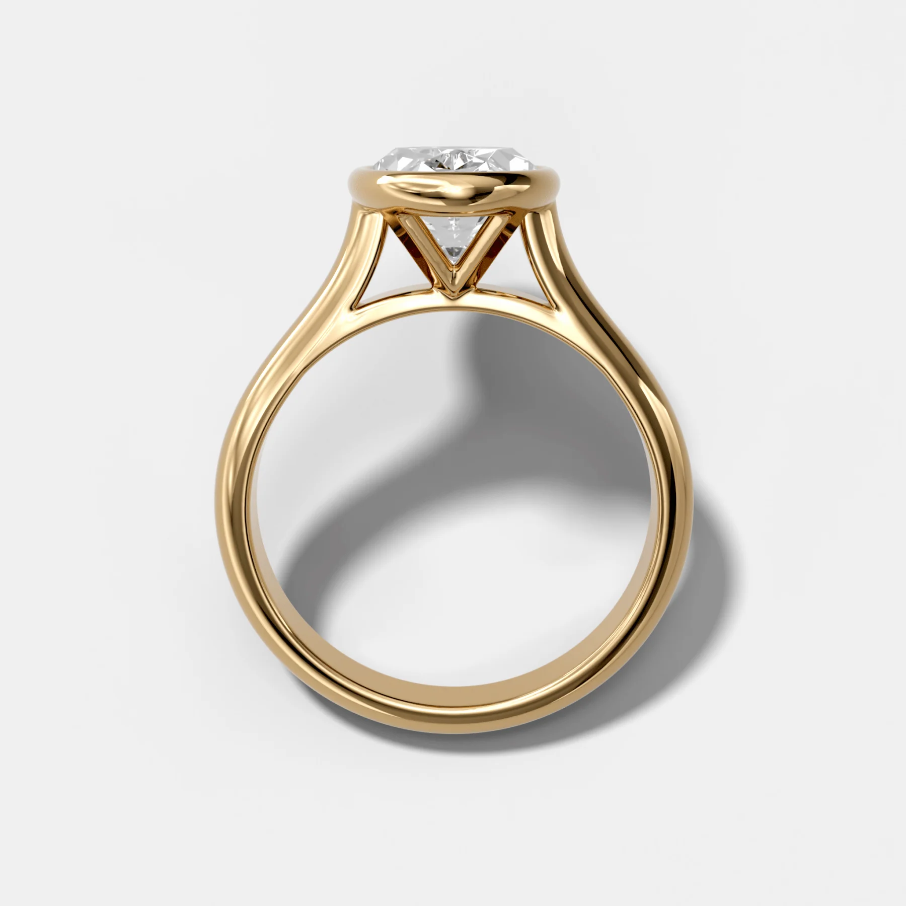 Cathedral Bezel Set Solitaire Engagement Ring With Oval Diamond - Image 2
