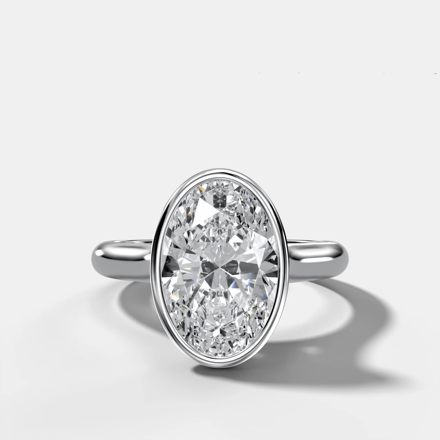 Cathedral Bezel Set Solitaire Engagement Ring With Oval Diamond - Image 3