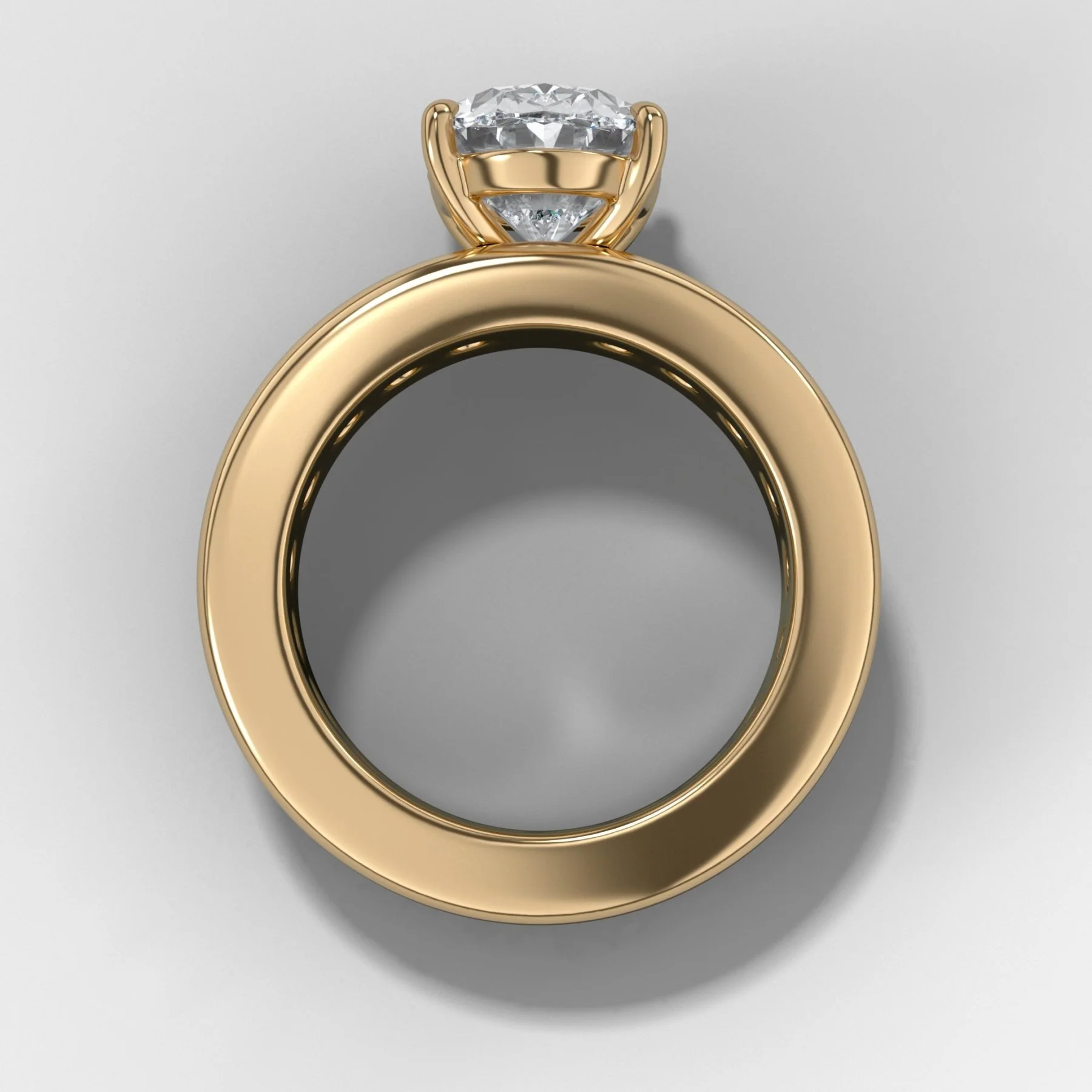 Chunky Channel Set Engagement Ring with Oval Cut Diamond - Image 2
