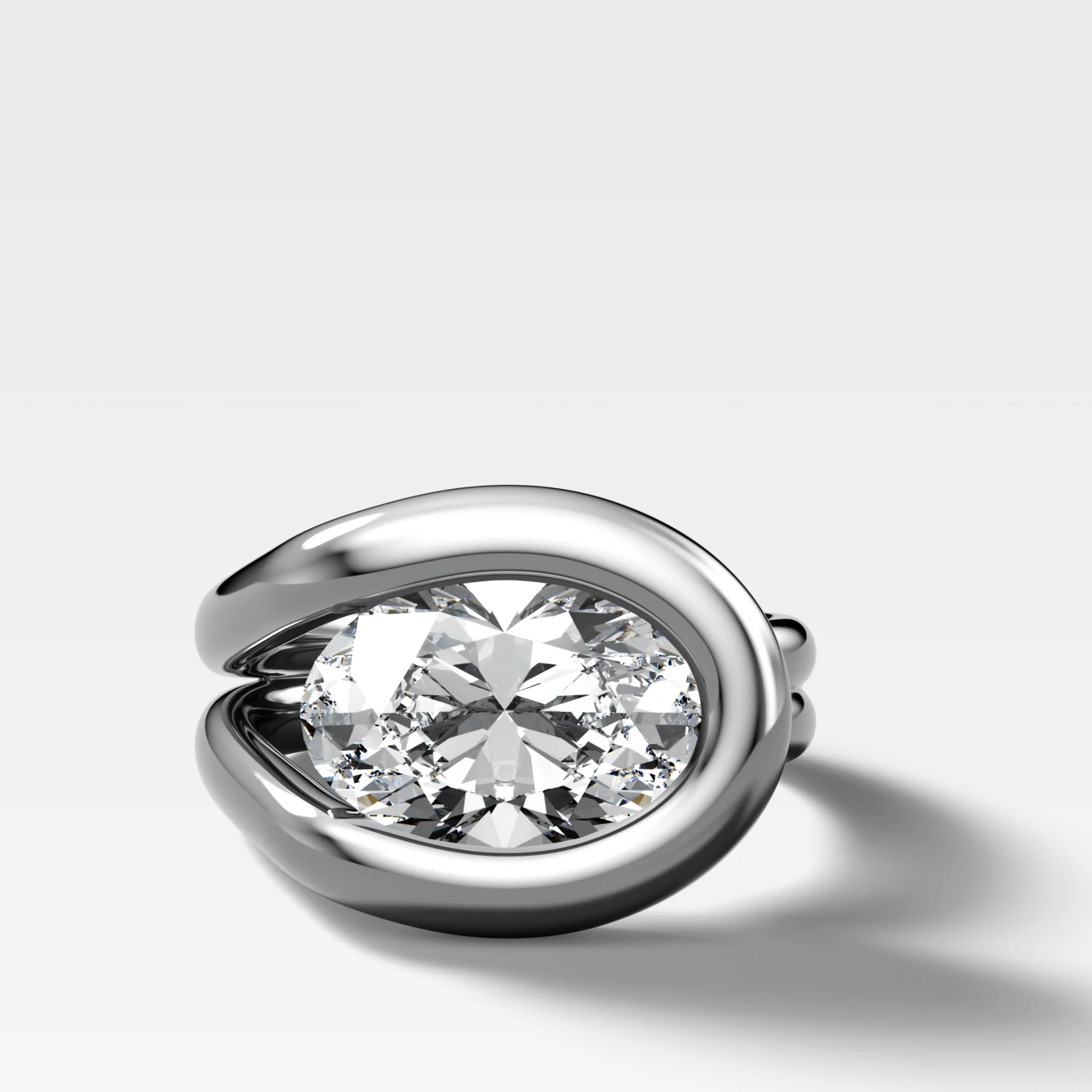 Chunky Lasso Engagement Ring with Oval Cut Diamond - Image 3