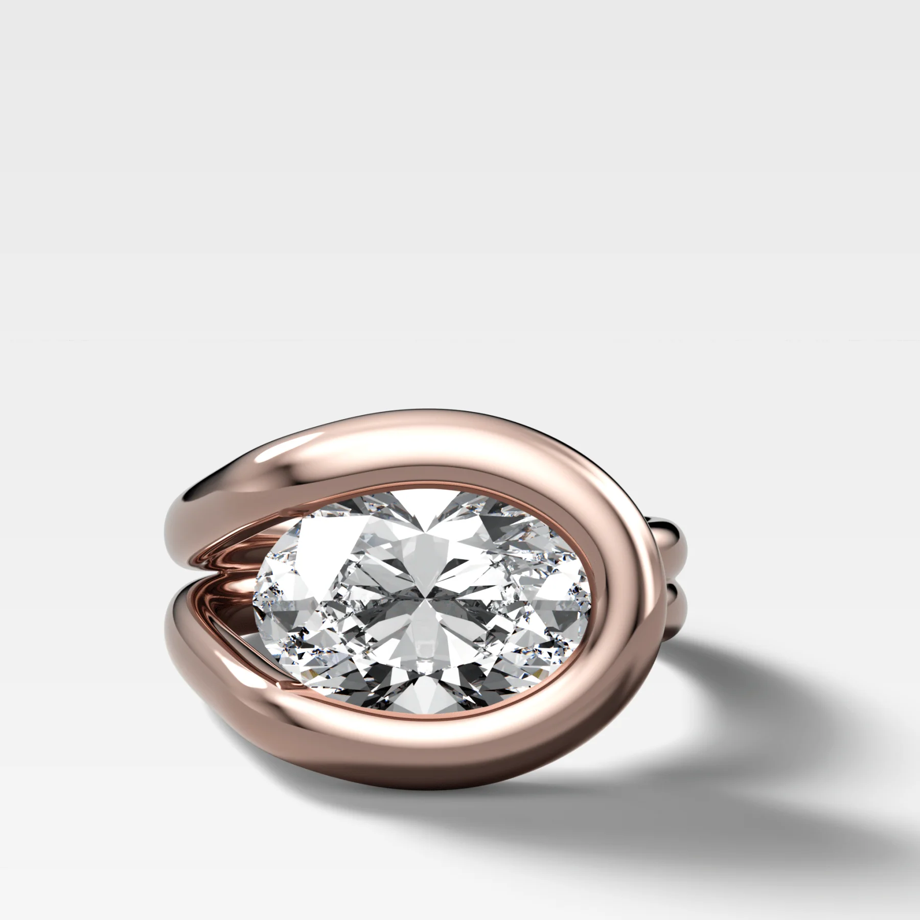 Chunky Lasso Engagement Ring with Oval Cut Diamond - Image 4