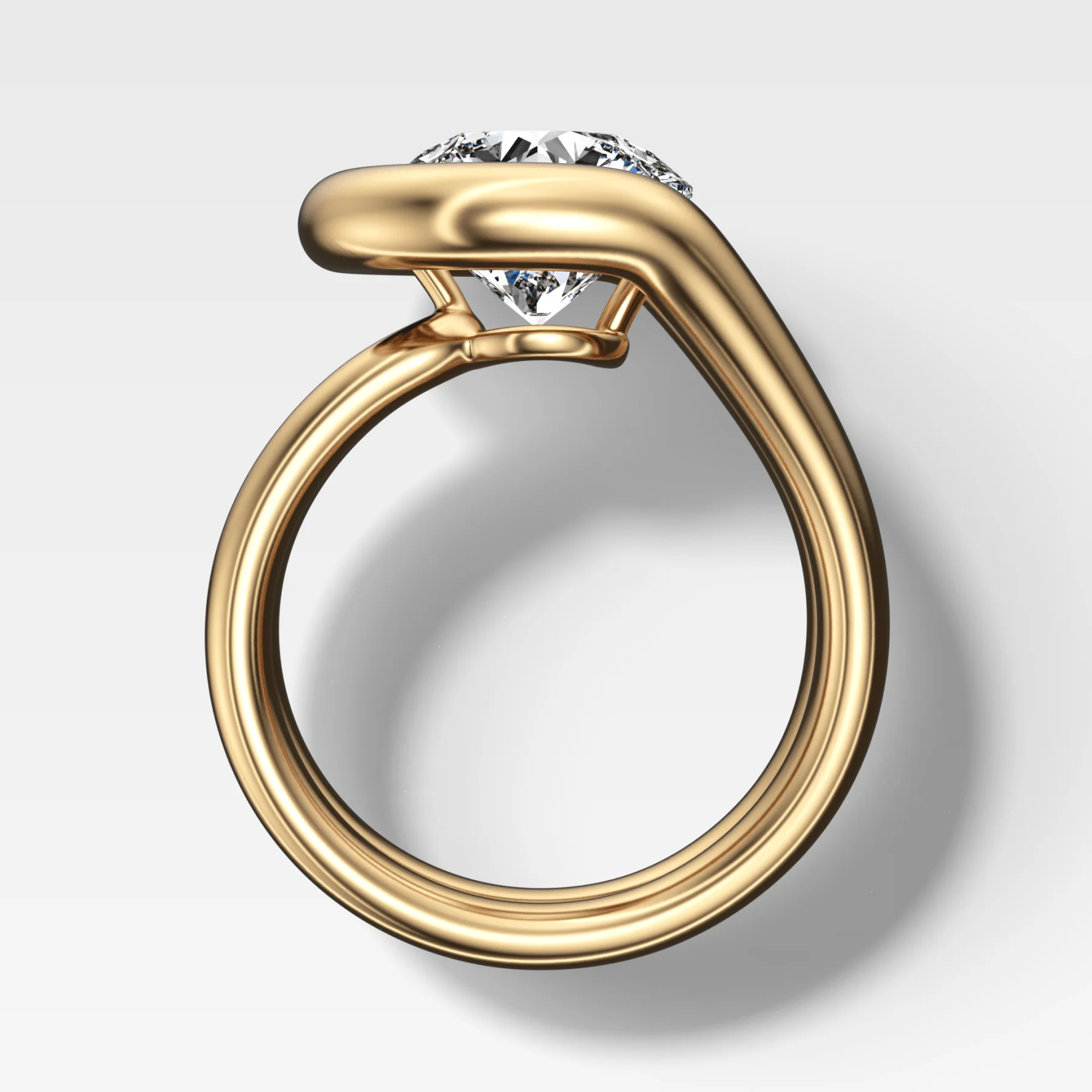 Chunky Lasso Engagement Ring with Round Cut Diamond - Image 2