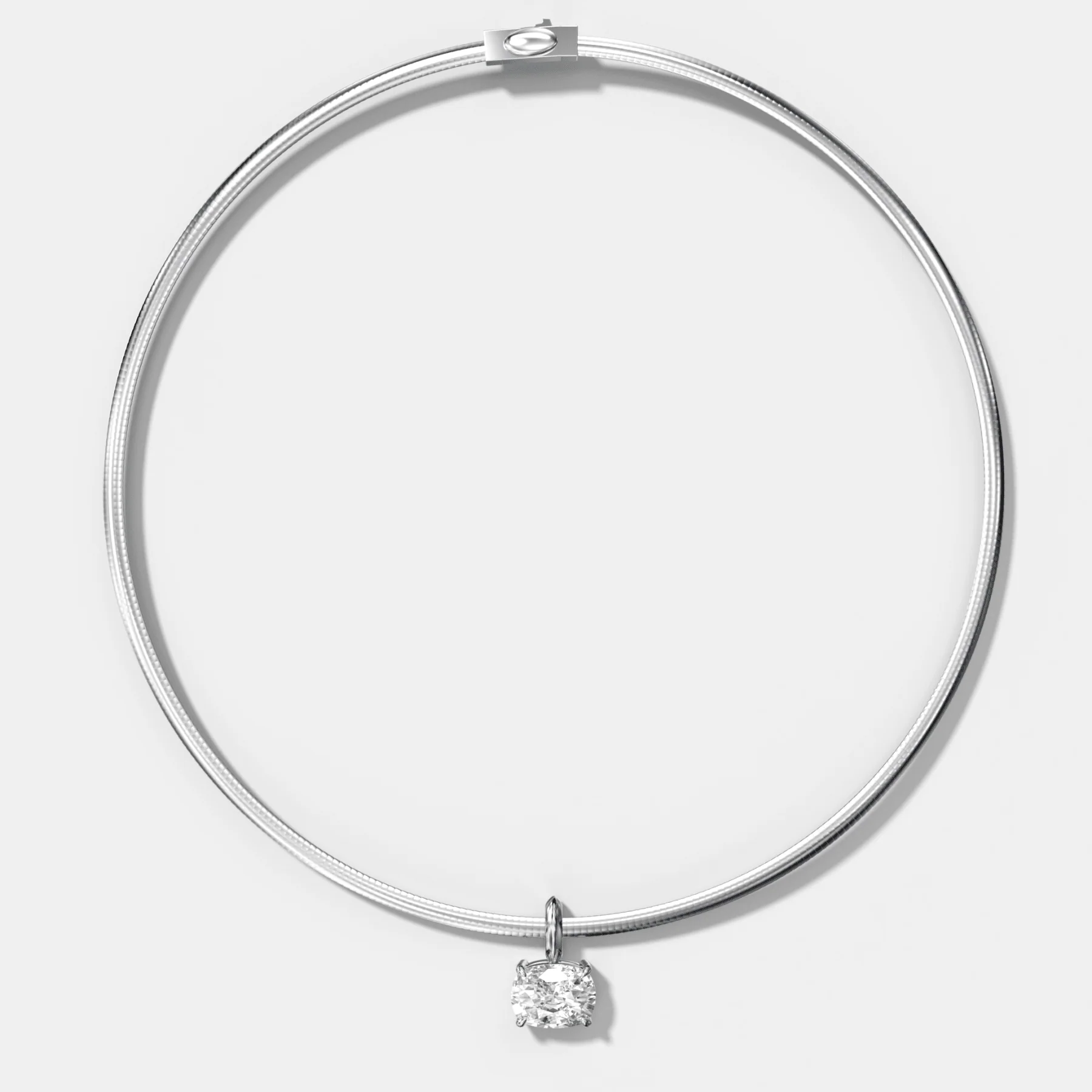 Classic East West Elongated Cushion Attachable Diamond Pendant With Reversible Omega Chain (3mm) - Image 2