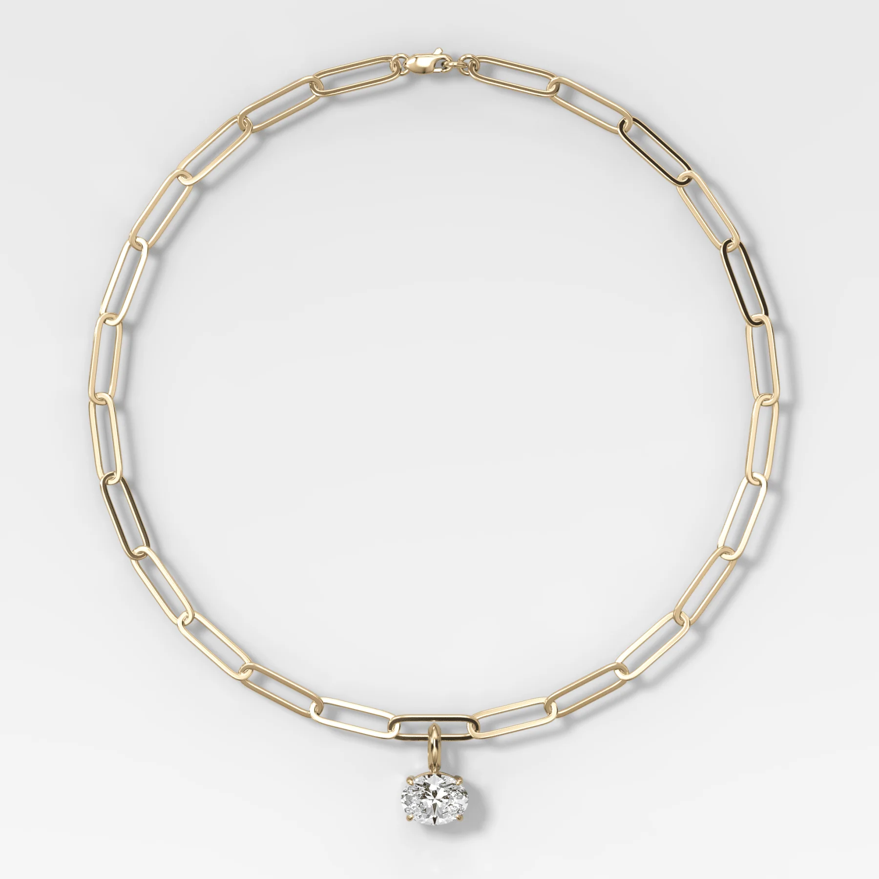 Classic East West Oval Attachable Diamond Pendant With Paperclip Chain (6.2mm)
