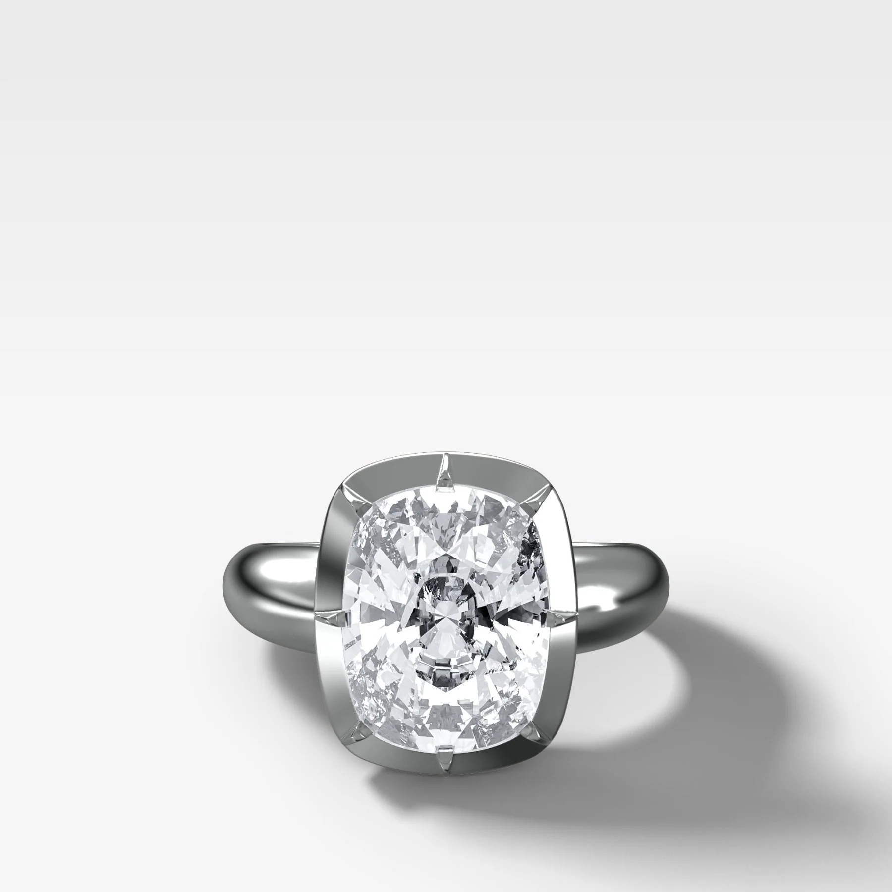 Club Button Back Engagement Ring with an Elongated Cushion Cut Diamond - Image 3