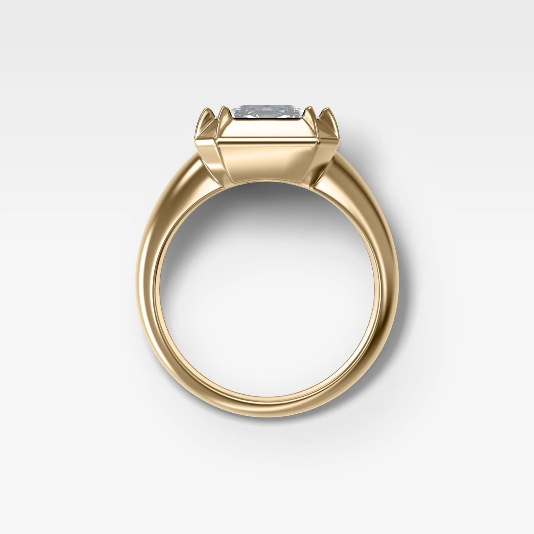 Club Button Engagement Ring with a Square Radiant Cut Diamond - Image 2