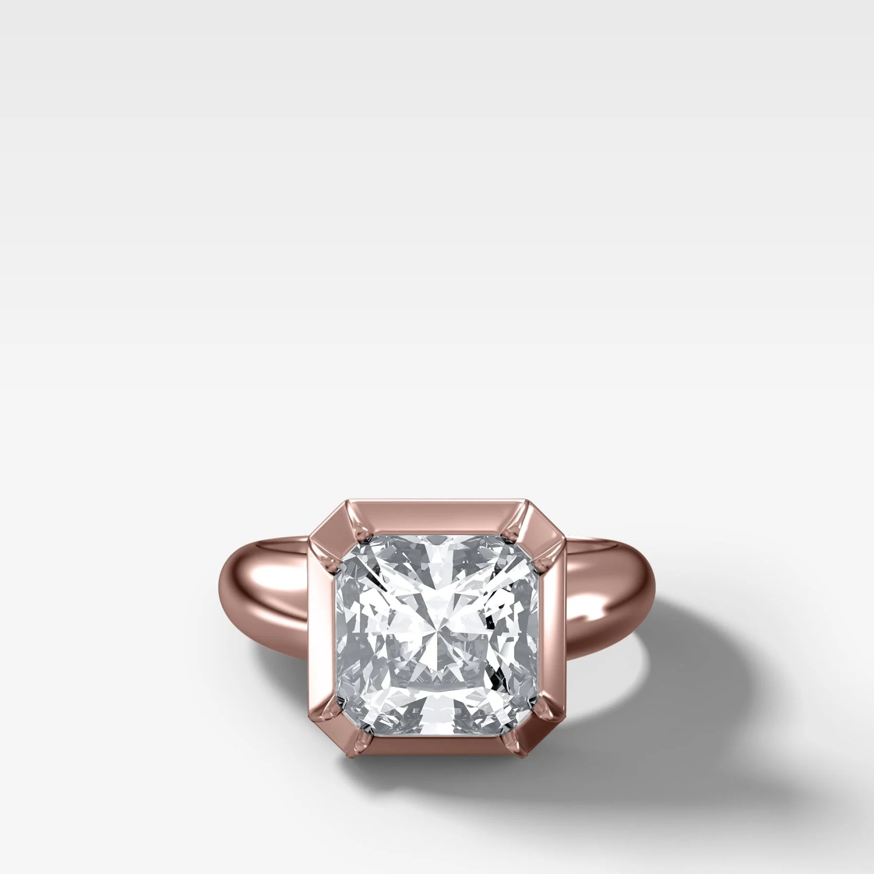 Club Button Engagement Ring with a Square Radiant Cut Diamond - Image 4