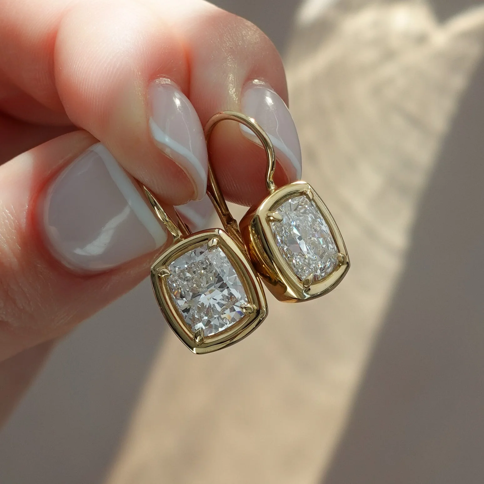 Club Dangle Earring with Elongated Cushion Cuts - Image 2