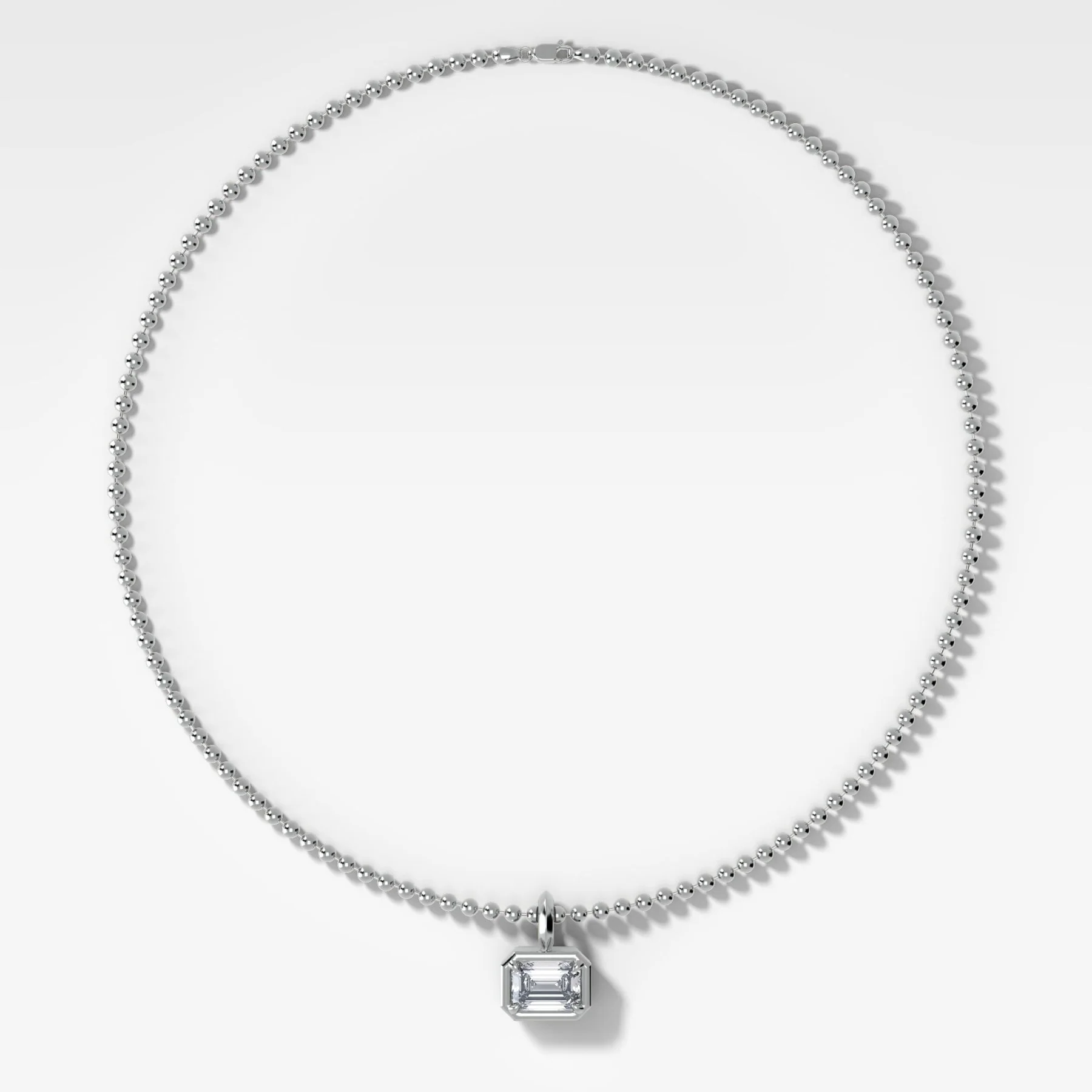 Club East West Emerald Attachable Diamond Pendant With Beaded Chain (3mm) - Image 2