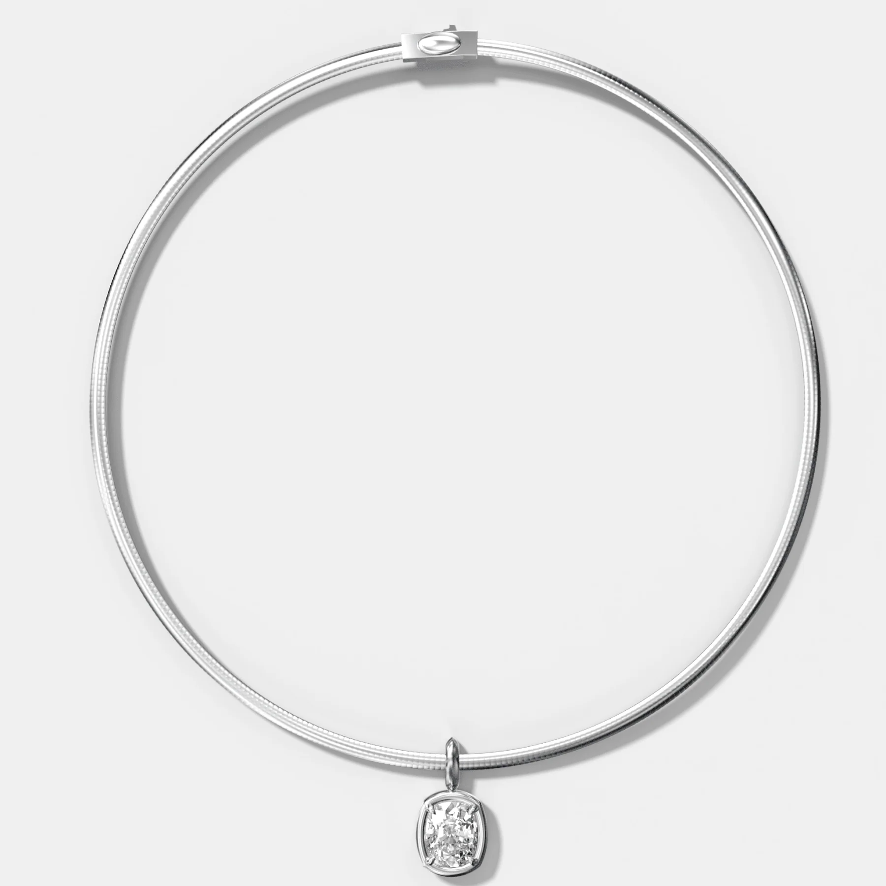 Club Elongated Cushion Attachable Diamond Pendant With Reversible Omega Chain (3mm) - Image 2
