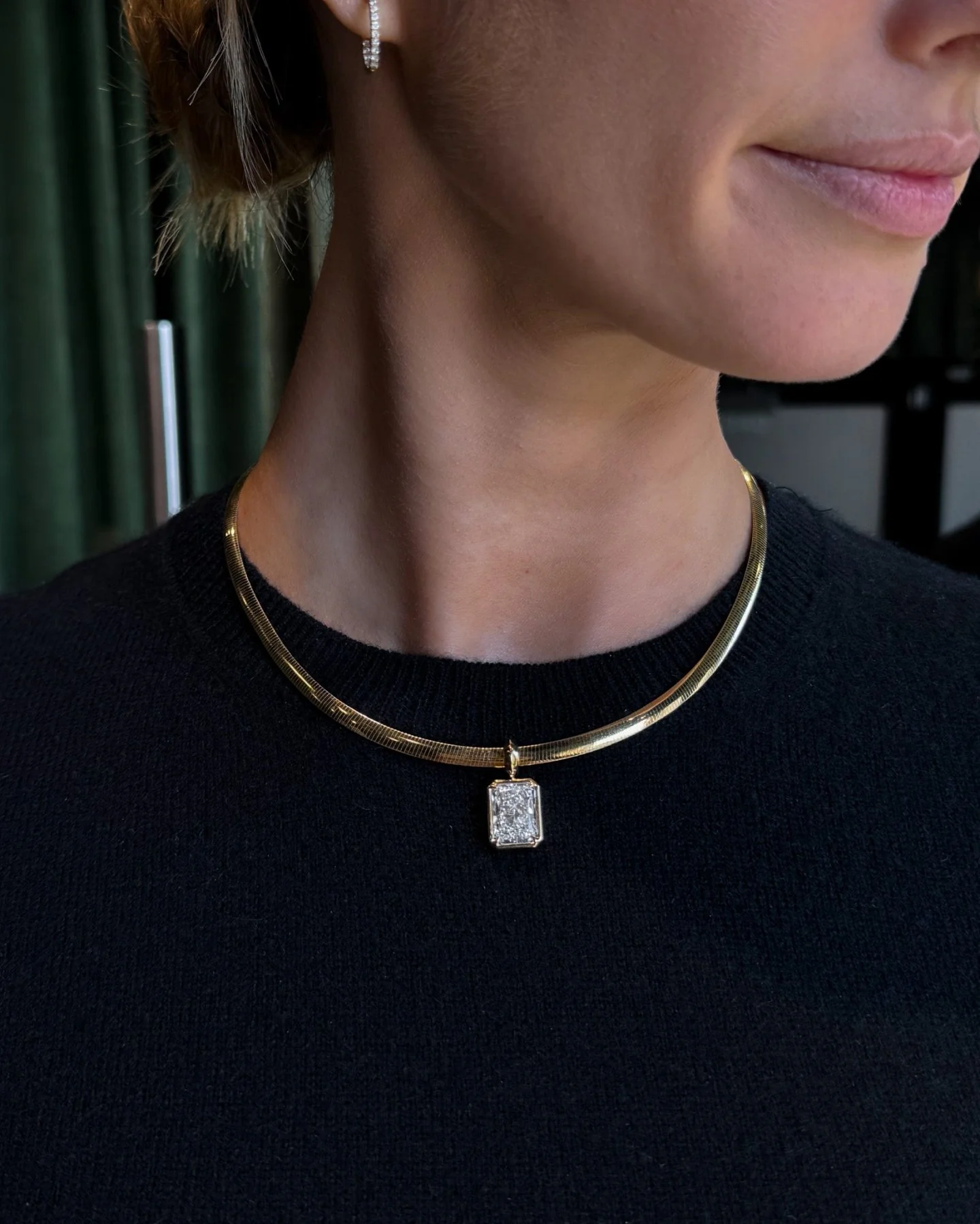 Club Elongated Radiant Attachable Diamond Pendant - Image 3