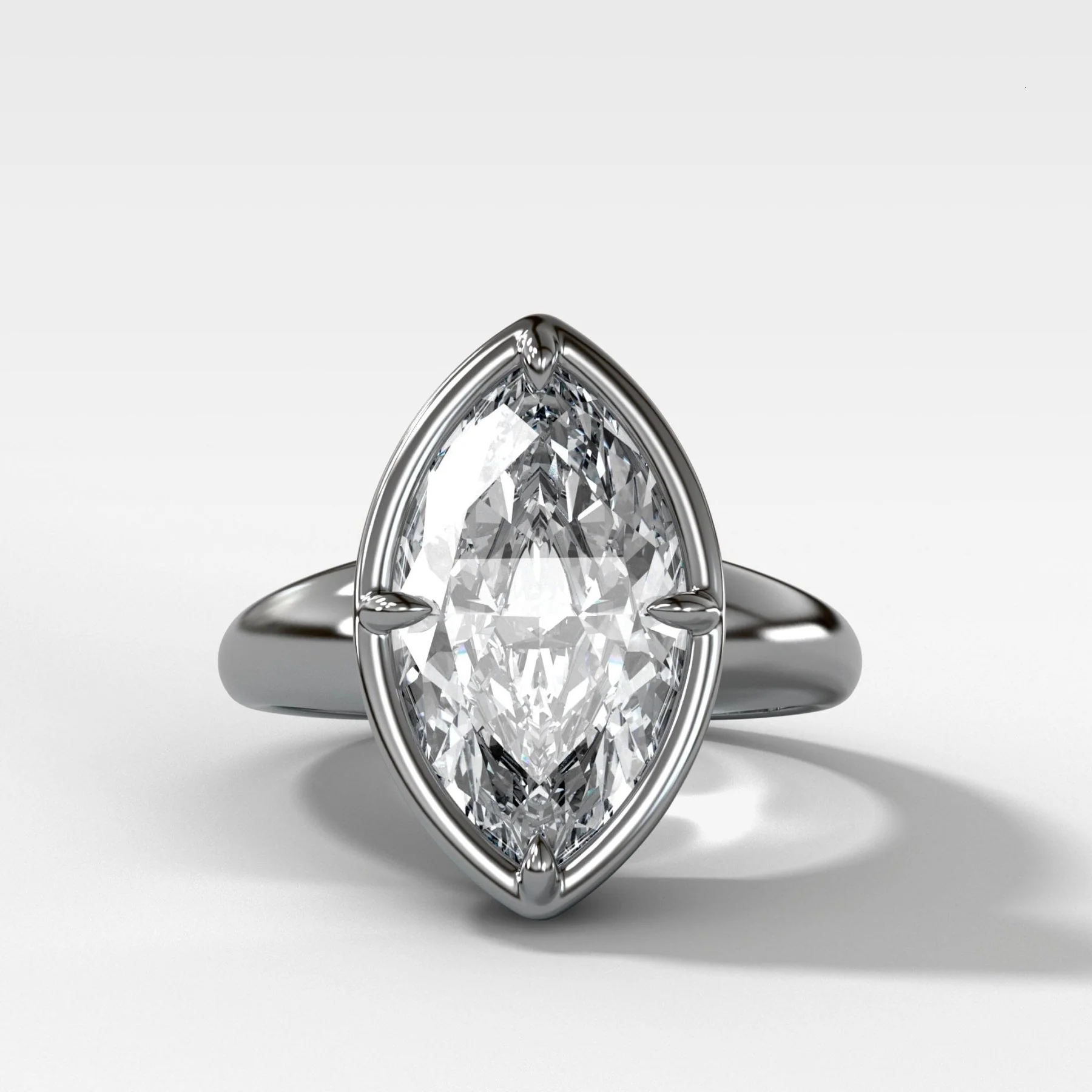 Club Ring Solitaire Engagement Ring With a Marquise Cut Diamond - Image 3