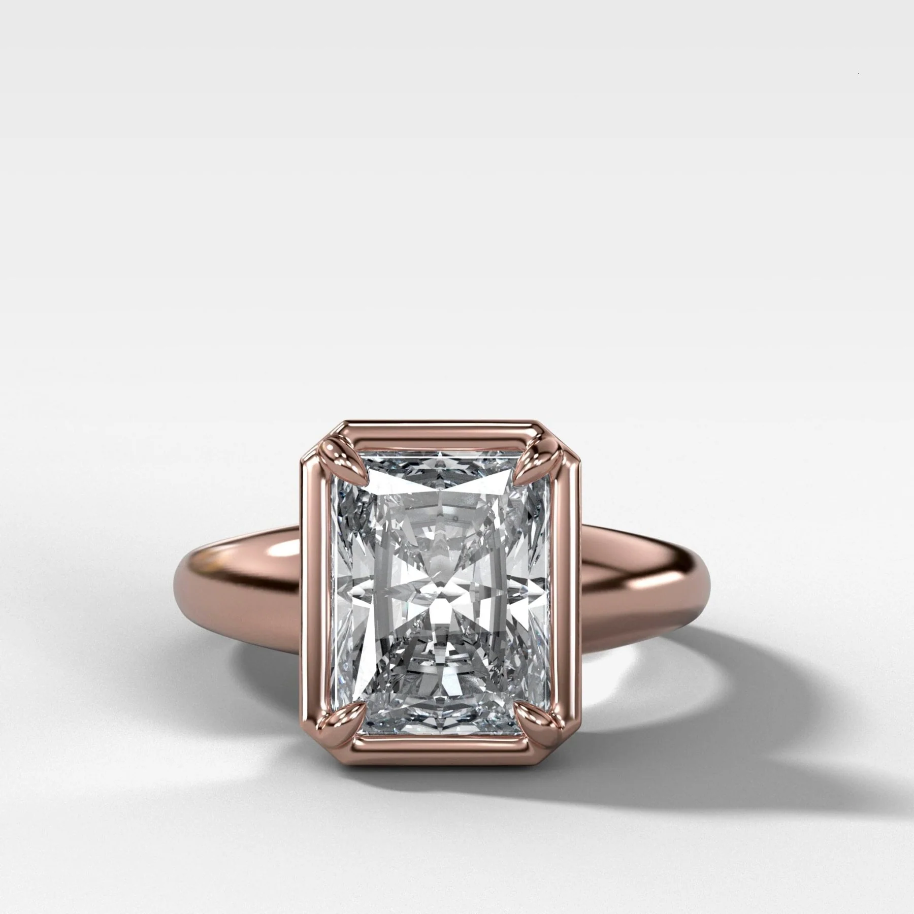 Club Ring Solitaire Engagement Ring With an Elongated Radiant Cut Diamond - Image 4