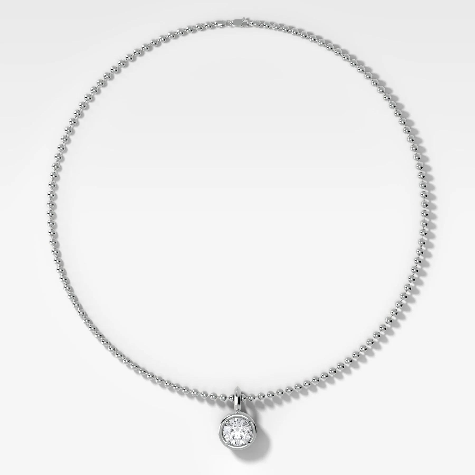 Club Round Attachable Diamond Pendant With Beaded Chain (3mm) - Image 2