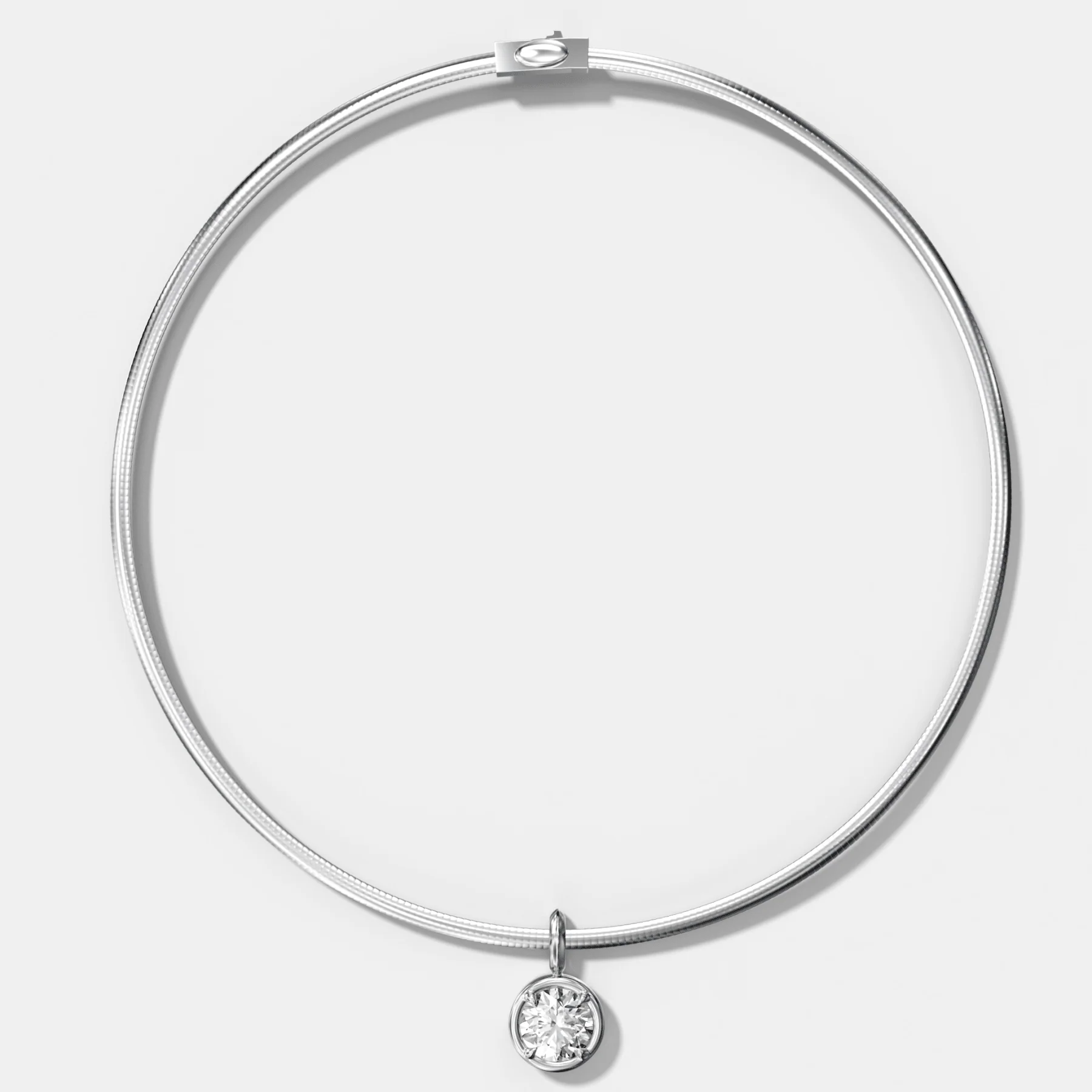 Club Round Attachable Diamond Pendant With Reversible Omega Chain (3mm) - Image 2