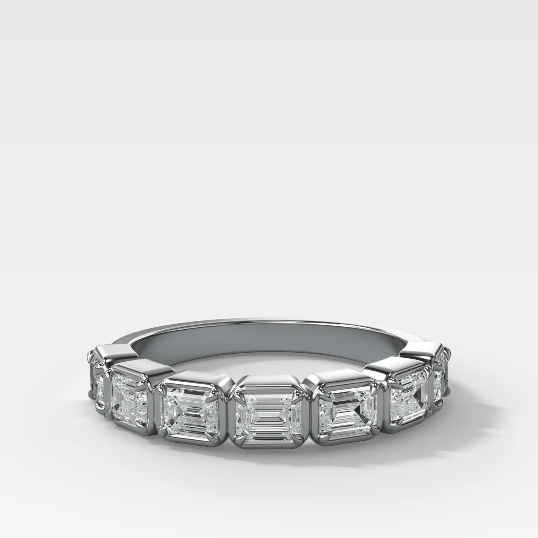 Club Set Wedding Band With East West Emerald Cuts - Image 2