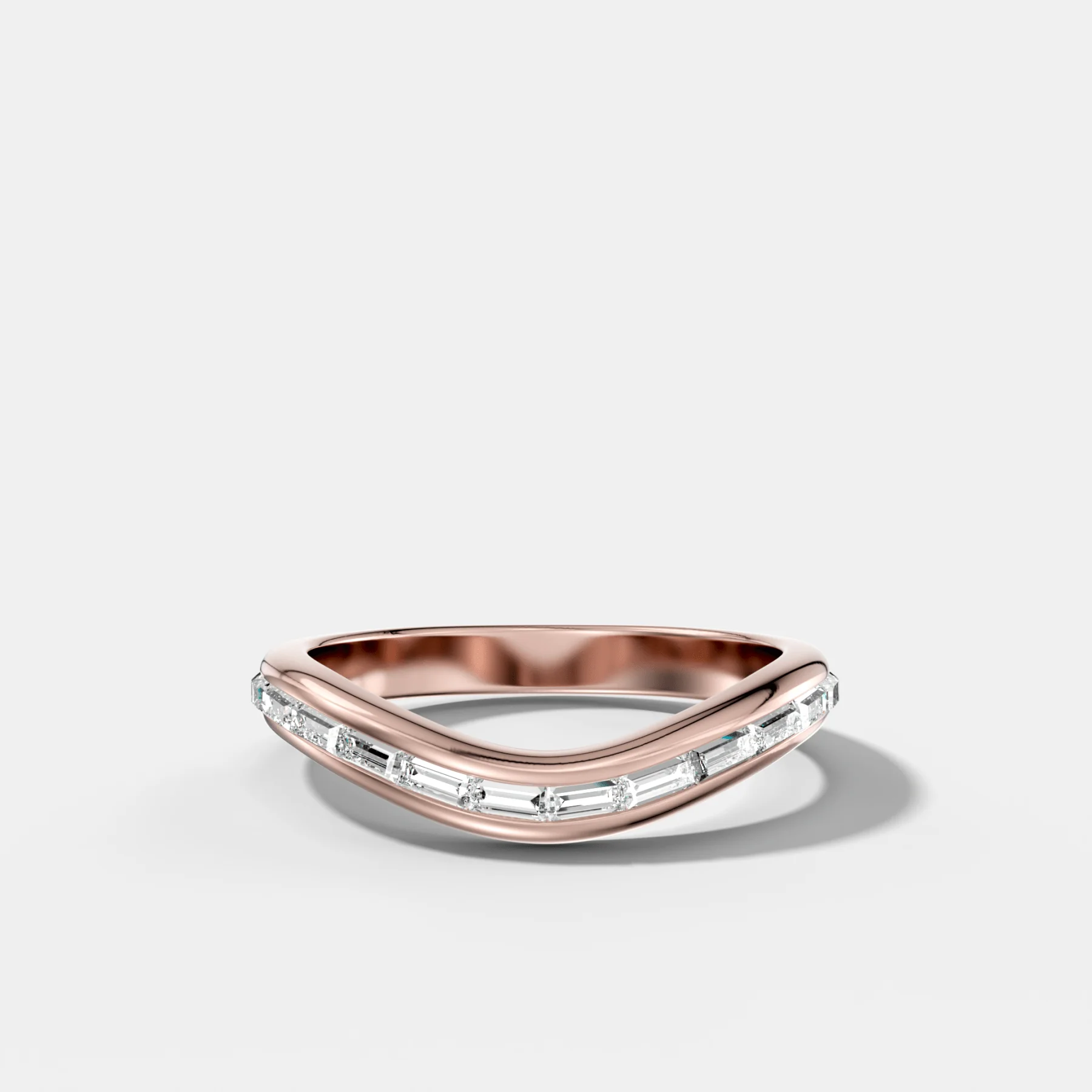 Contoured Channel Set Baguette Wedding Band - Image 3