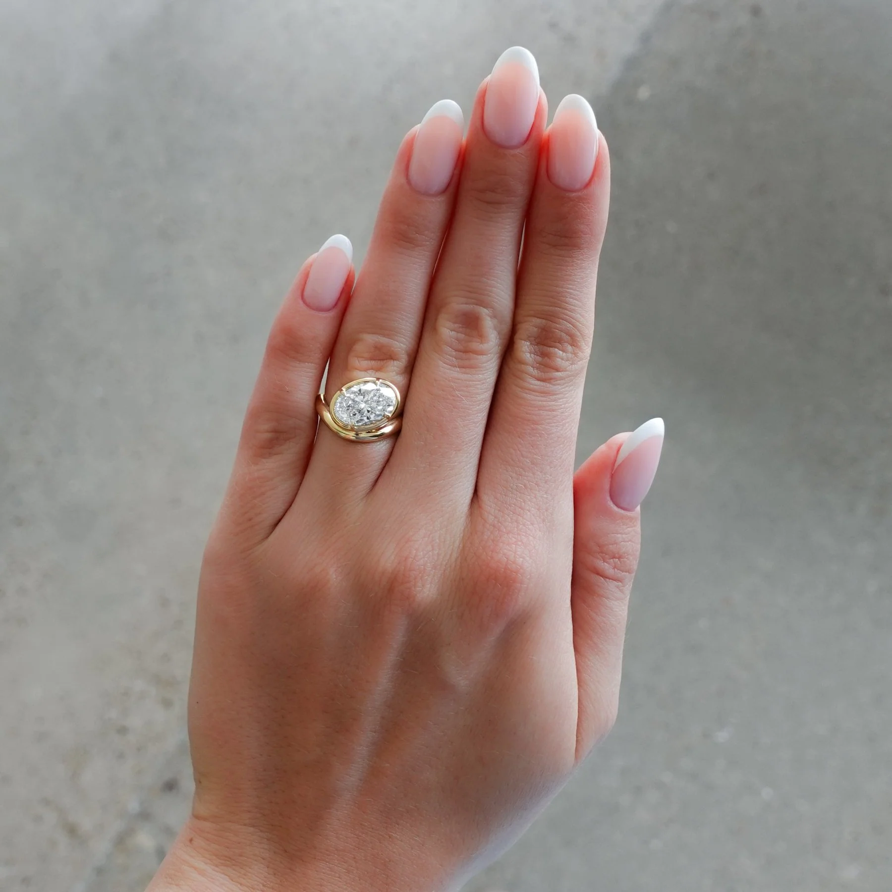 Contoured Club Engagement Ring With 3.78ct Lab Grown Oval Cut Diamond - Image 2