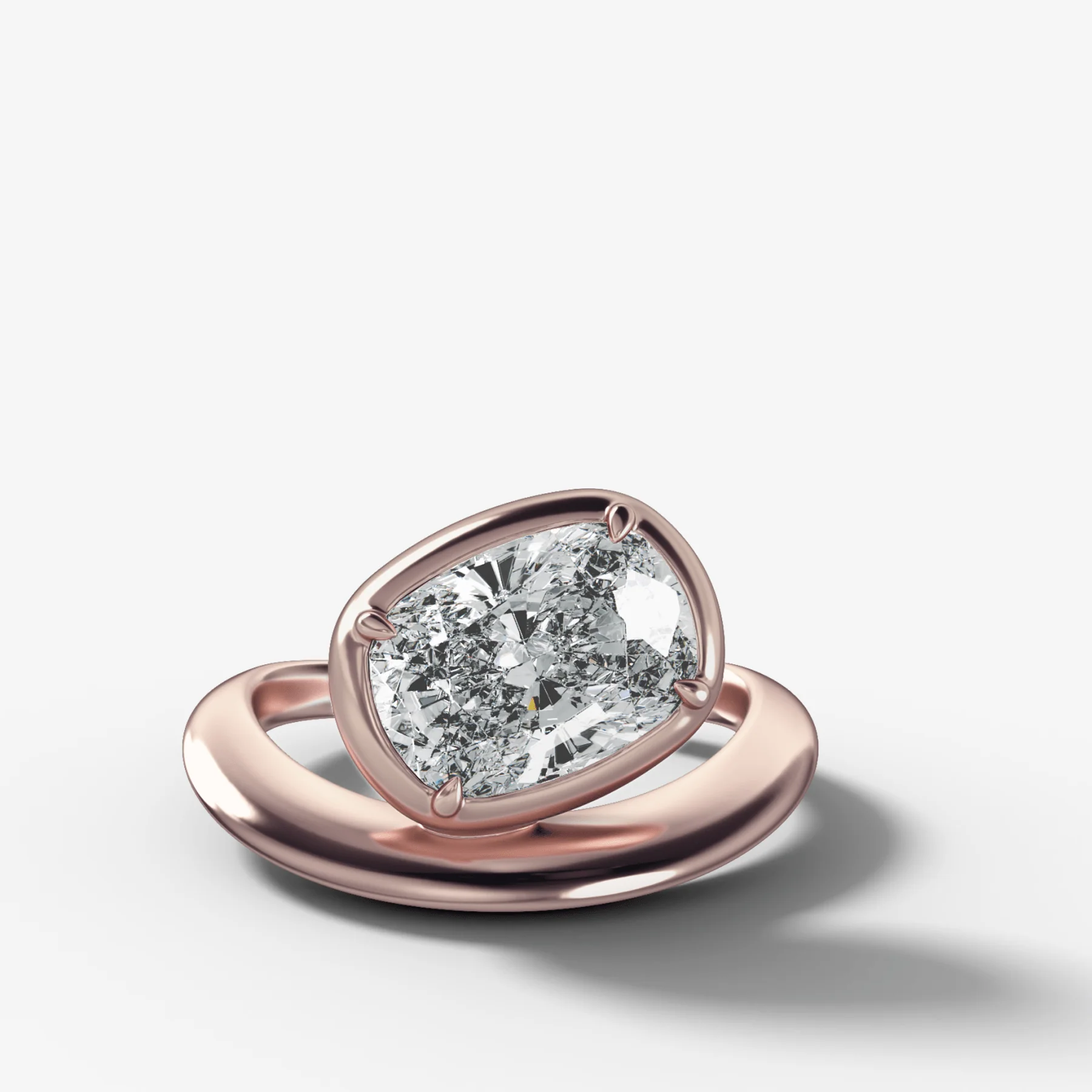 Contoured Club Engagement Ring with an Elongated Cushion Cut Diamond - Image 4