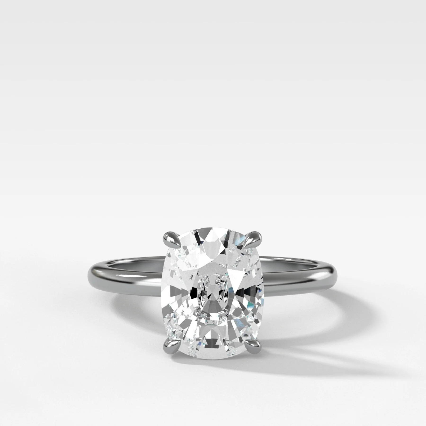 Crescent Solitaire Engagement Ring With Elongated Cushion Cut Diamond - Image 4