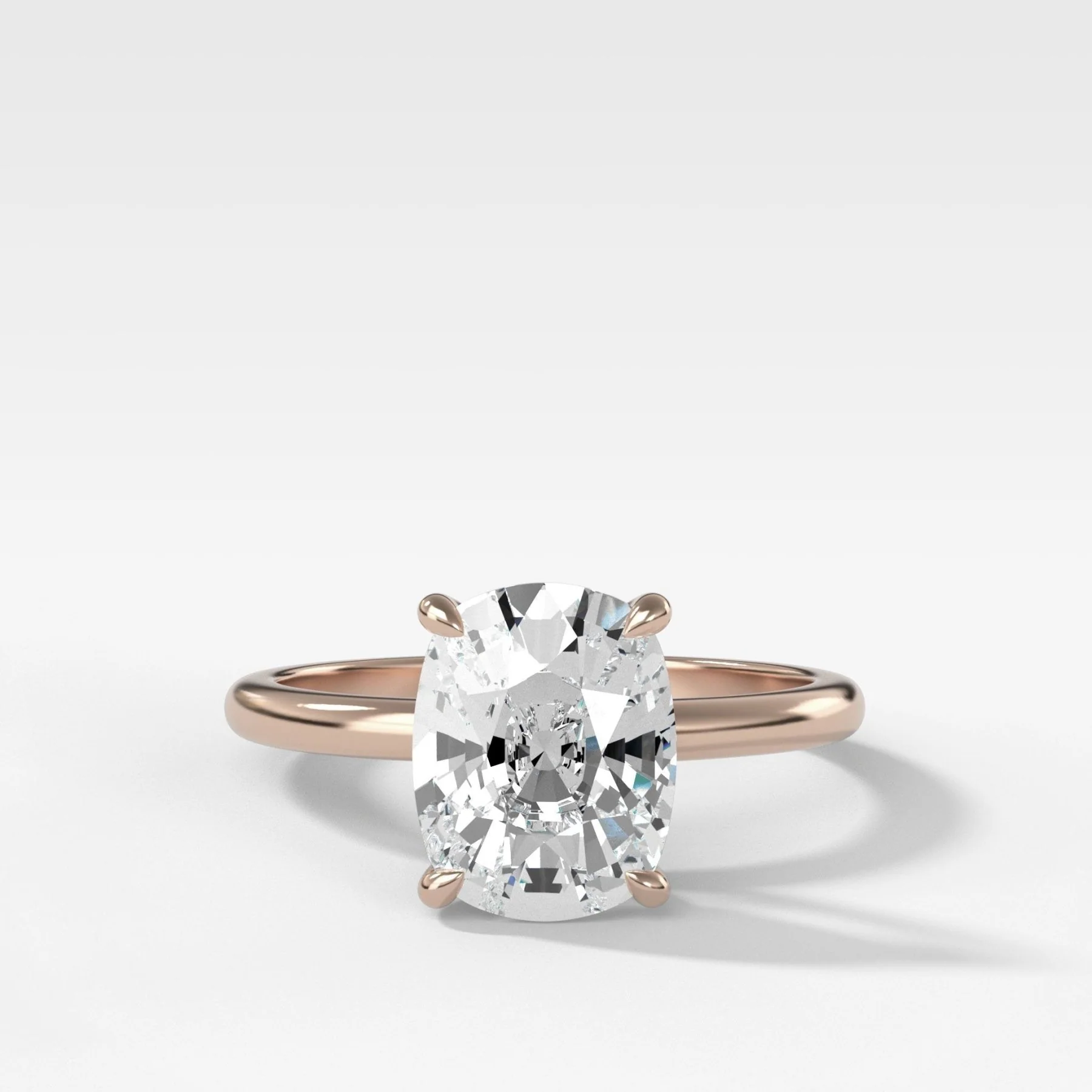 Crescent Solitaire Engagement Ring With Elongated Cushion Cut Diamond - Image 5