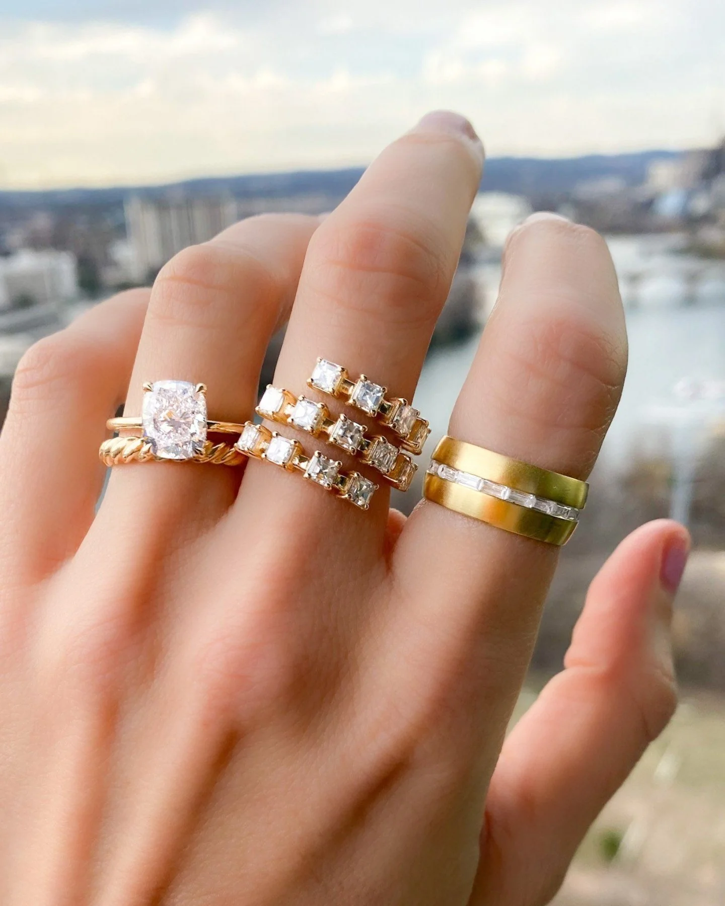 Crescent Solitaire Engagement Ring With Elongated Cushion Cut Diamond - Image 7
