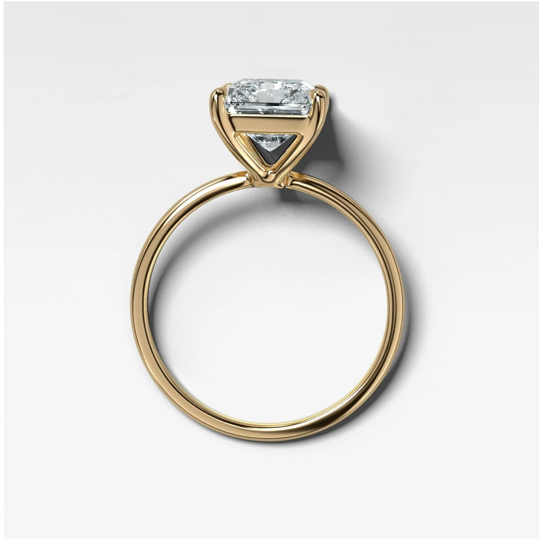 Crescent Solitaire Engagement Ring With Elongated Radiant Cut Diamond - Image 2