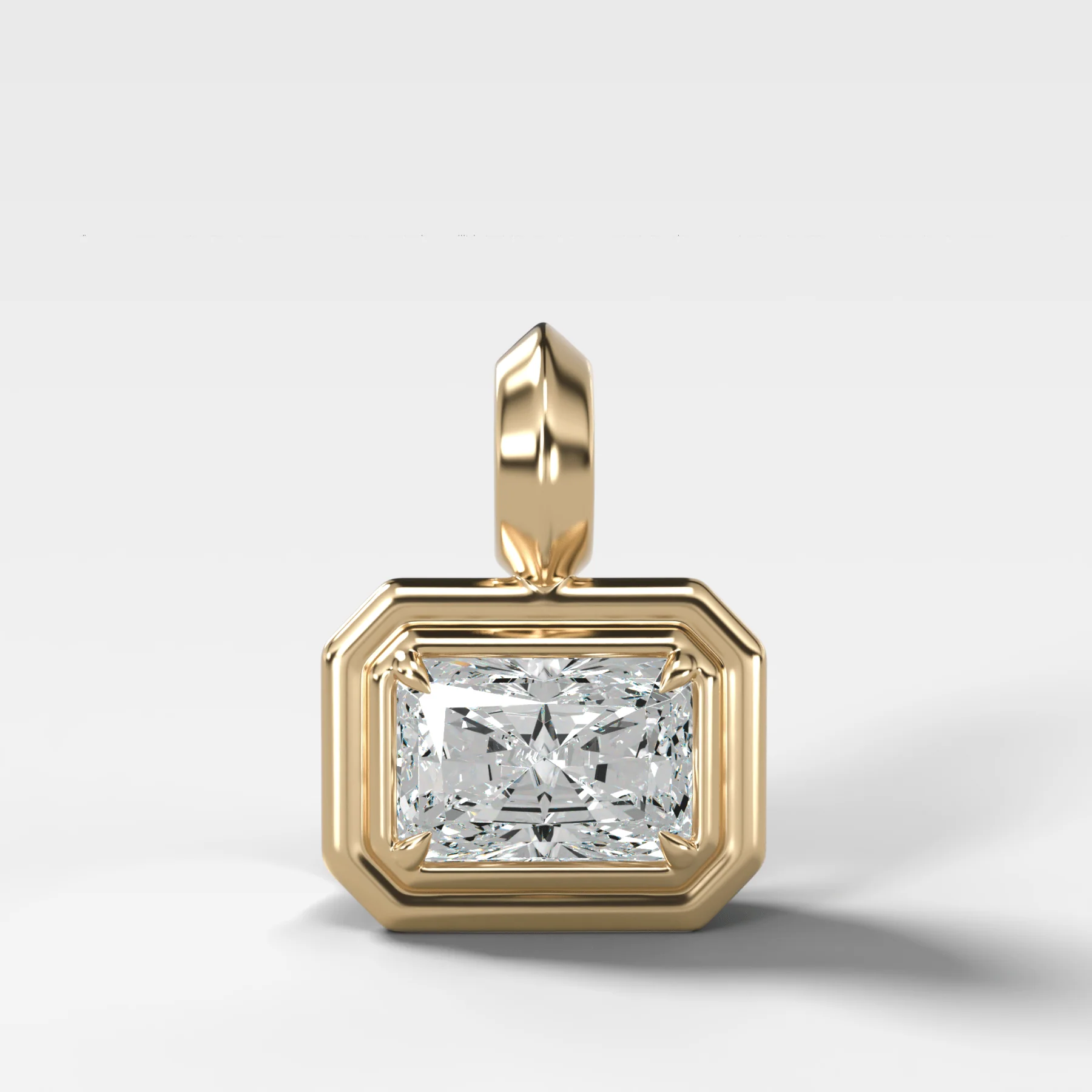 Double Bezel East West Attachable Pendant with 7.00ct Lab Grown Elongated Radiant Cut Diamond