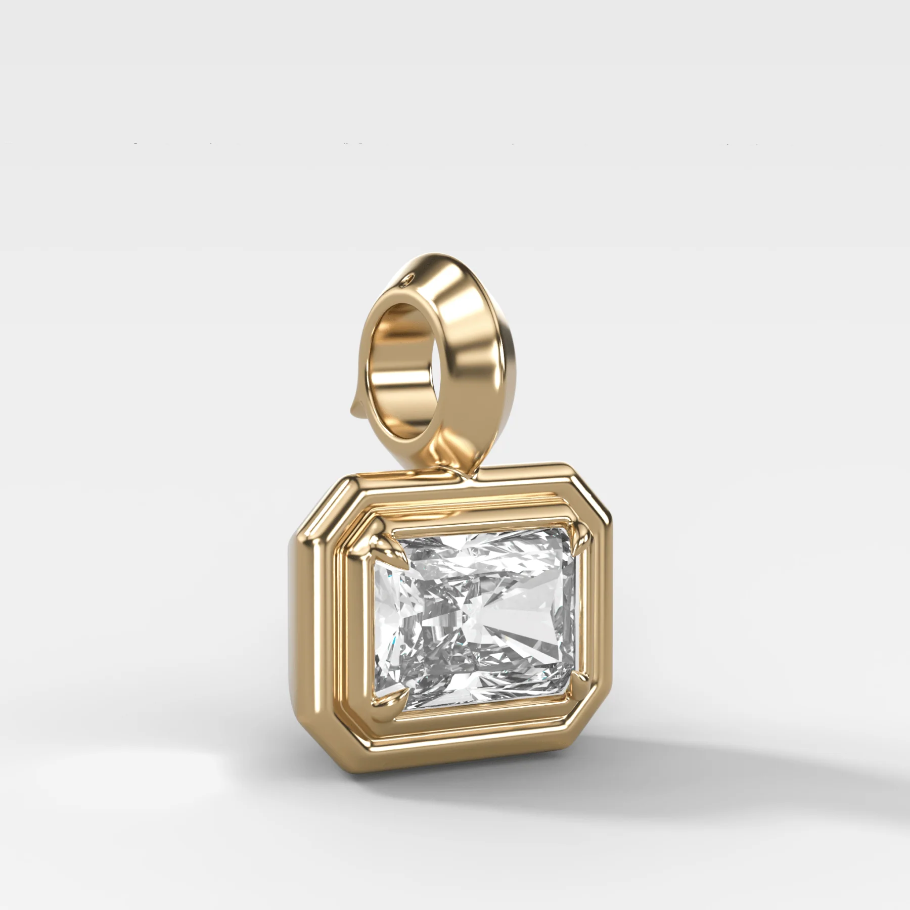 Double Bezel East West Attachable Pendant with 7.00ct Lab Grown Elongated Radiant Cut Diamond - Image 2